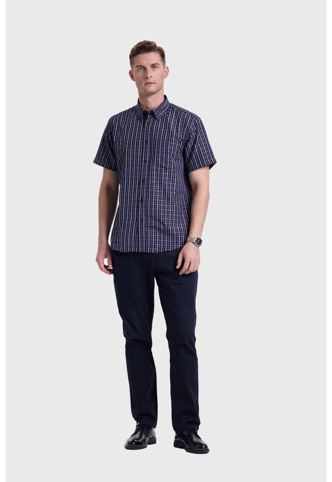 Camisa Hombre Casual Azul-3