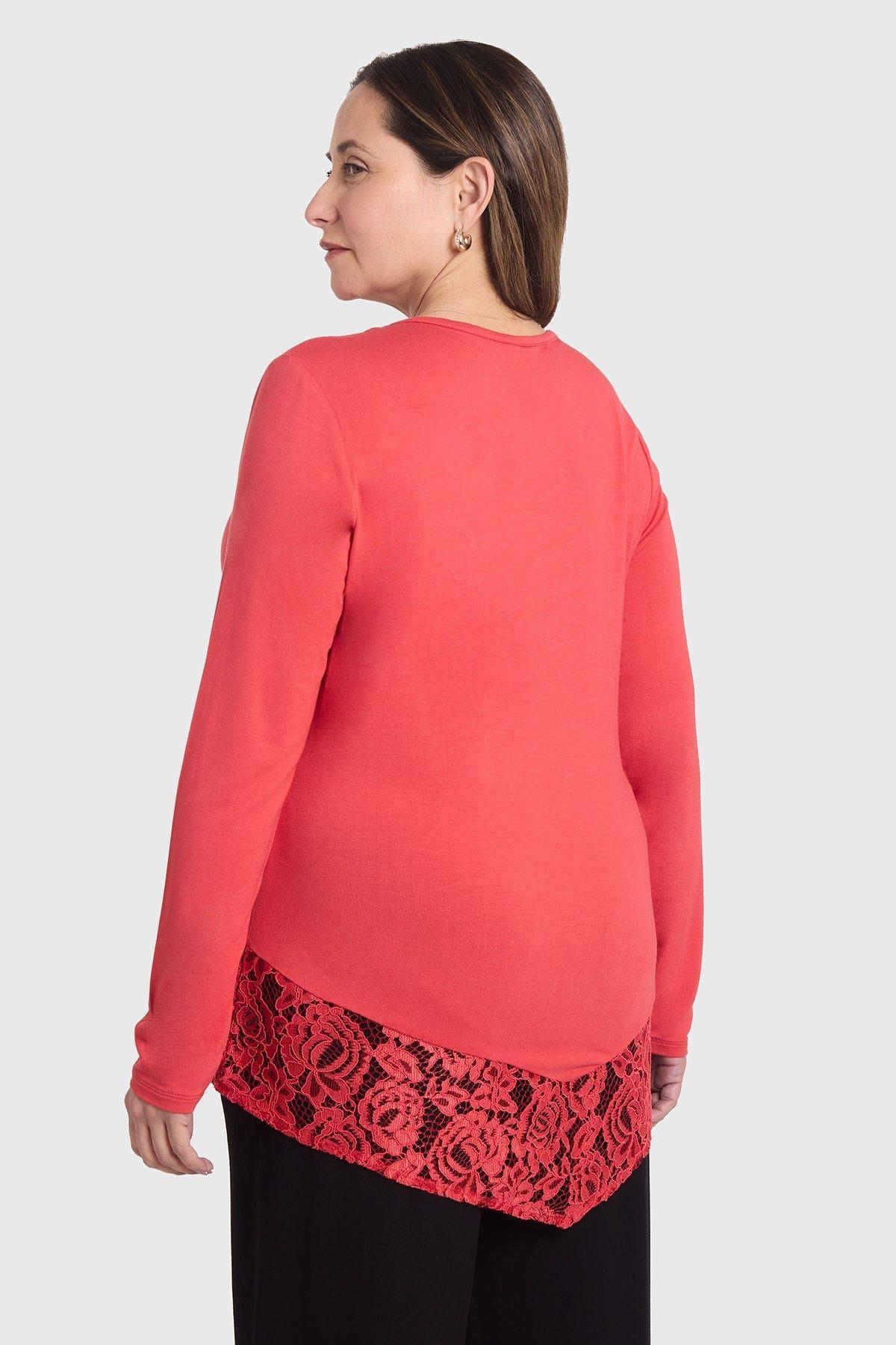 Polera Mujer Con Detalle Macramé Rojo-2