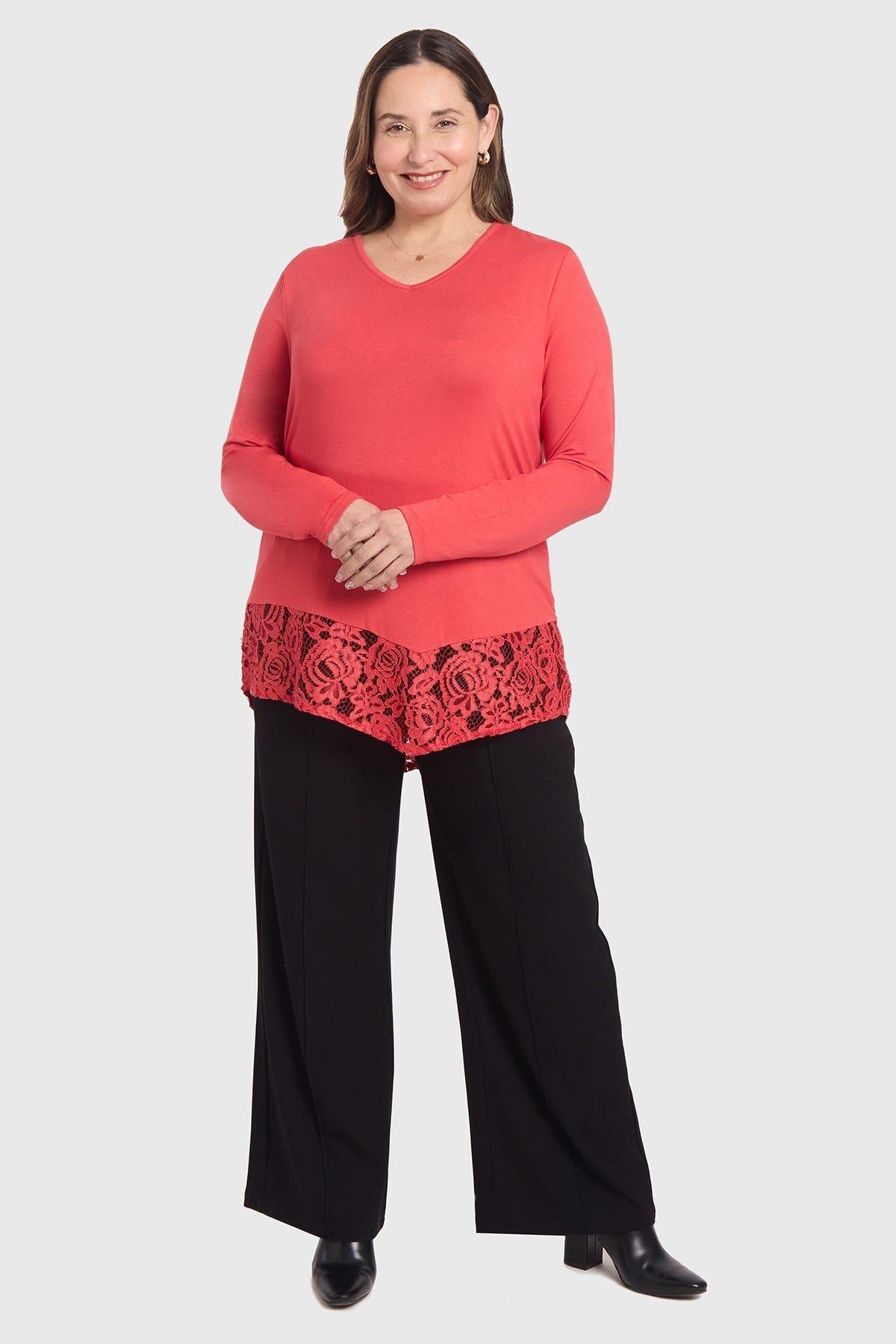 Polera Mujer Con Detalle Macramé Rojo-3