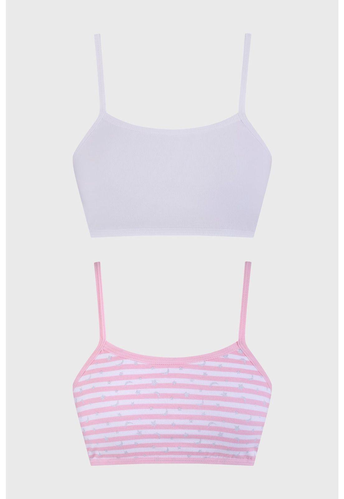 Sostén Niña Bipack Liso Mini Print Blanco-0