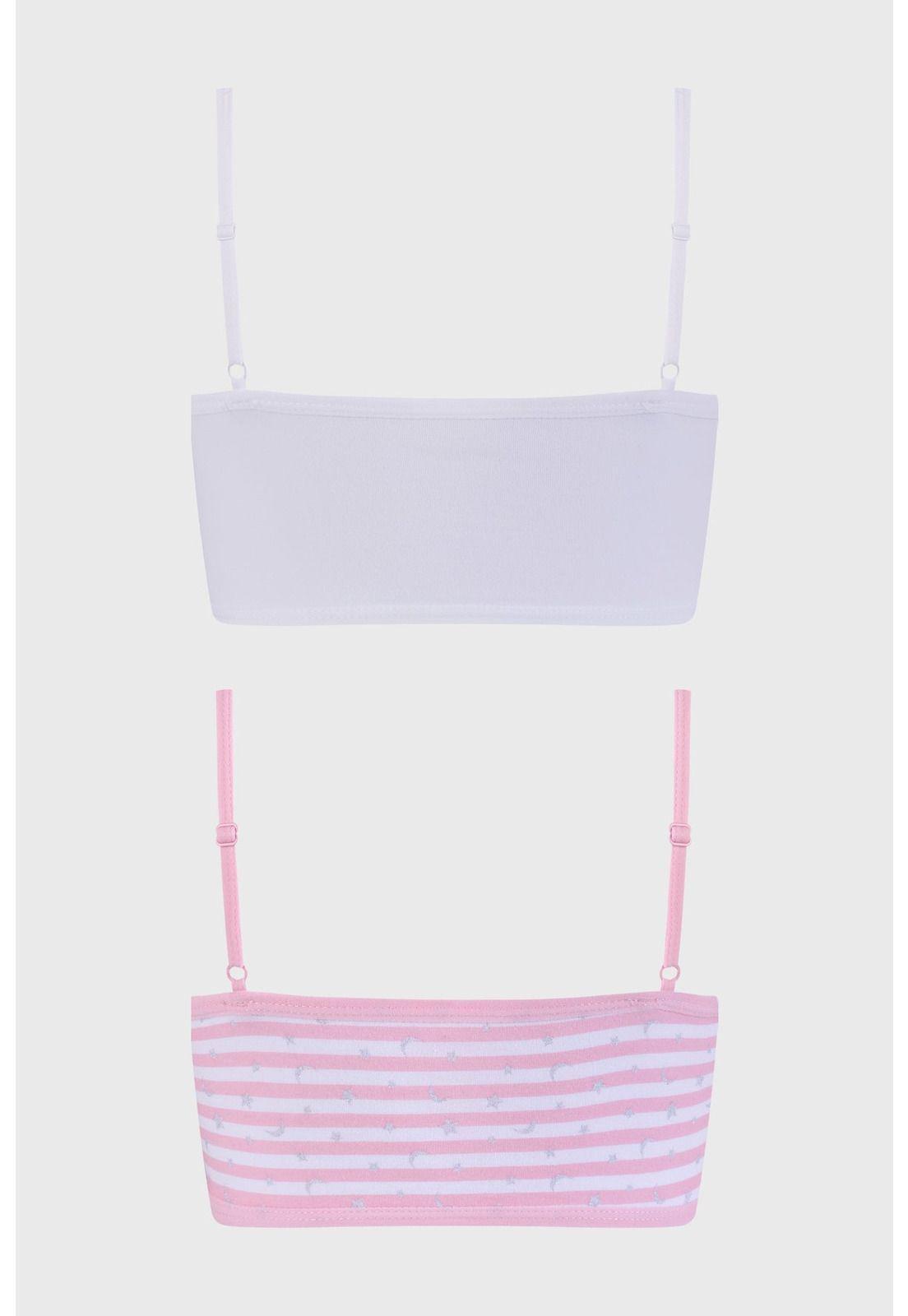 Sostén Niña Bipack Liso Mini Print Blanco-1