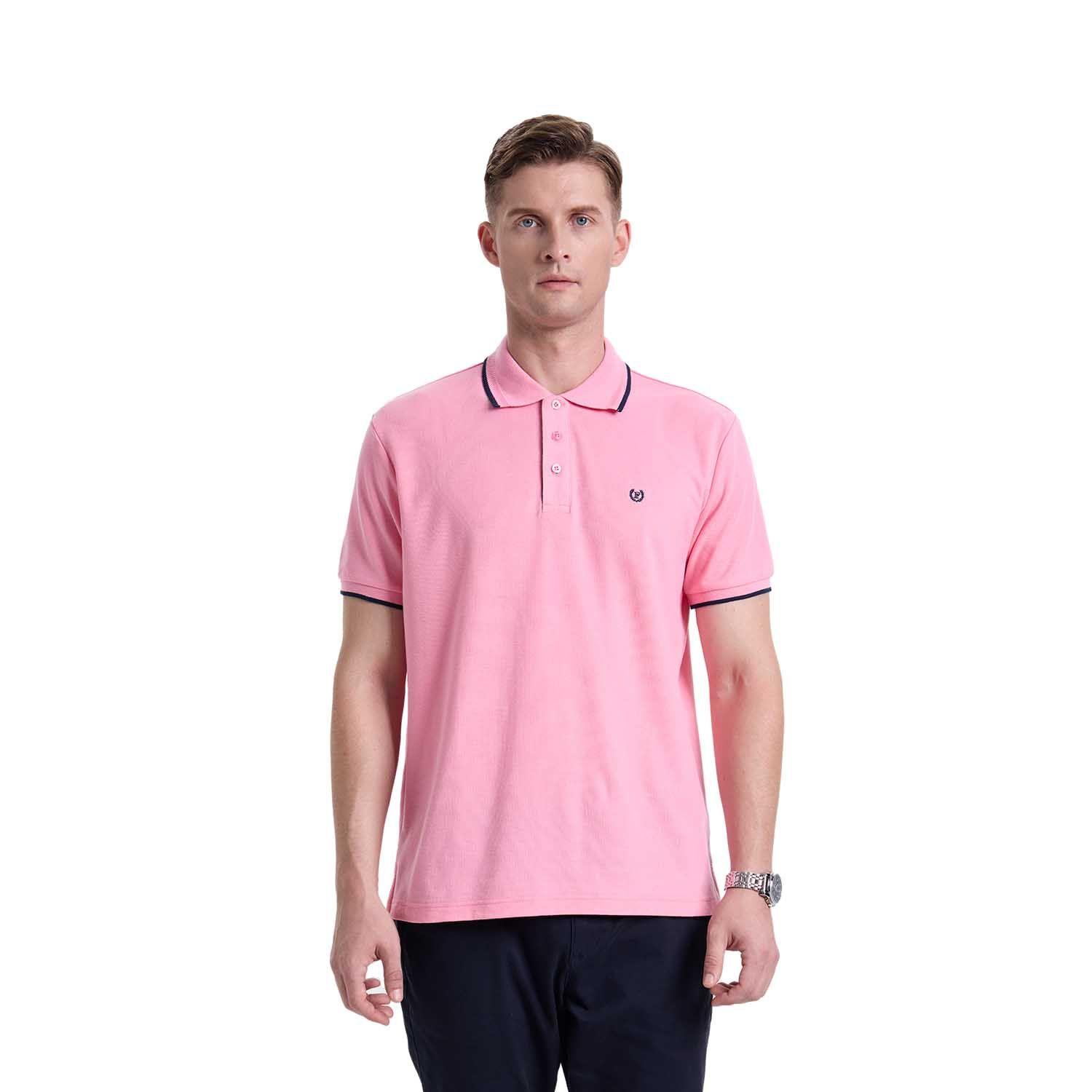 Polera Hombre Piqué Básica Lisa Rosado Claro Fashions Park-0