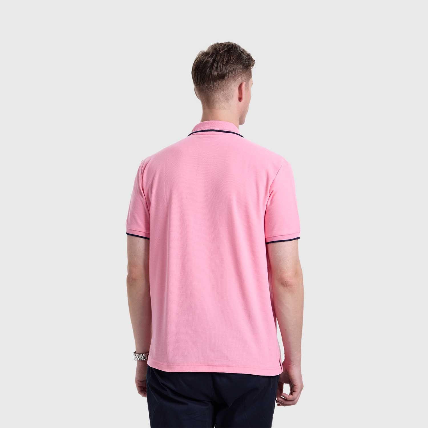 Polera Hombre Piqué Básica Lisa Rosado Claro Fashions Park-2