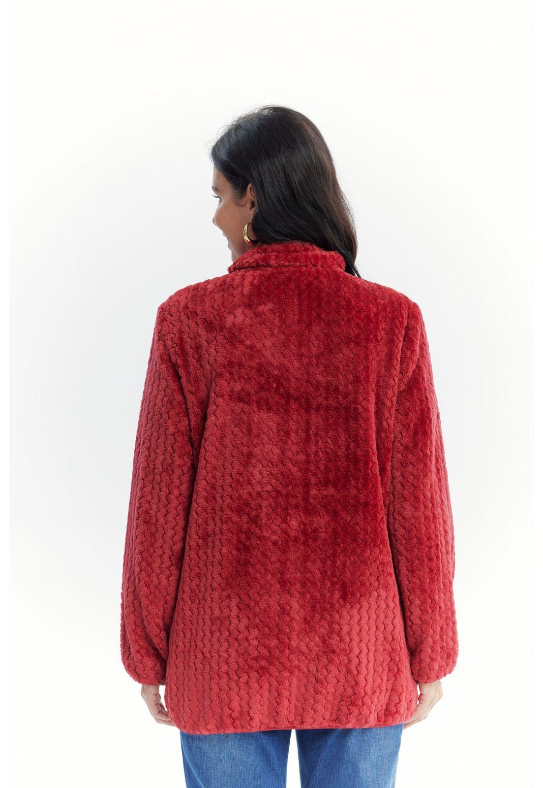 Polar Mujer Textura Rojo Oscuro-2