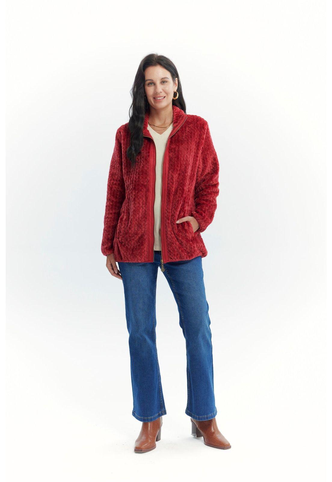 Polar Mujer Textura Rojo Oscuro-3
