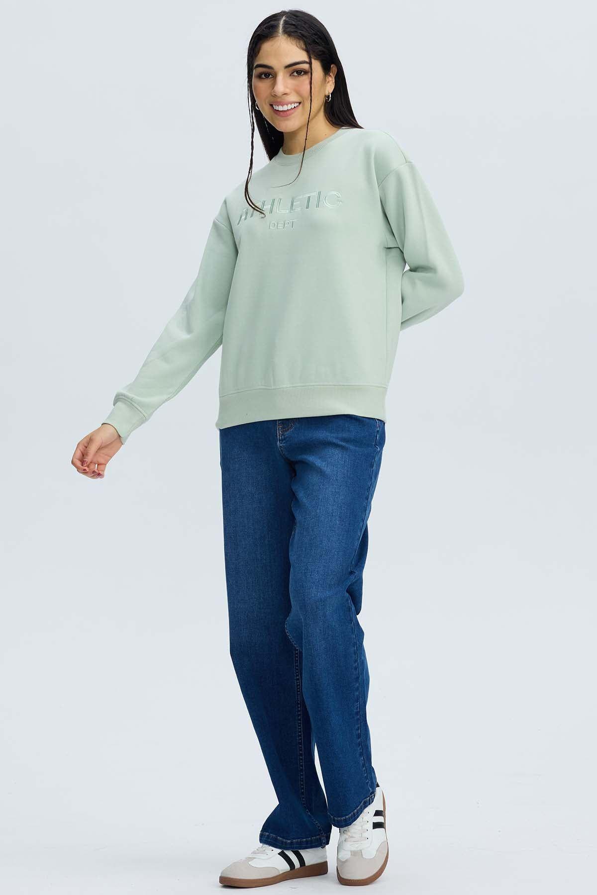 Polerón Mujer Oversize Bordado Verde Agua-3