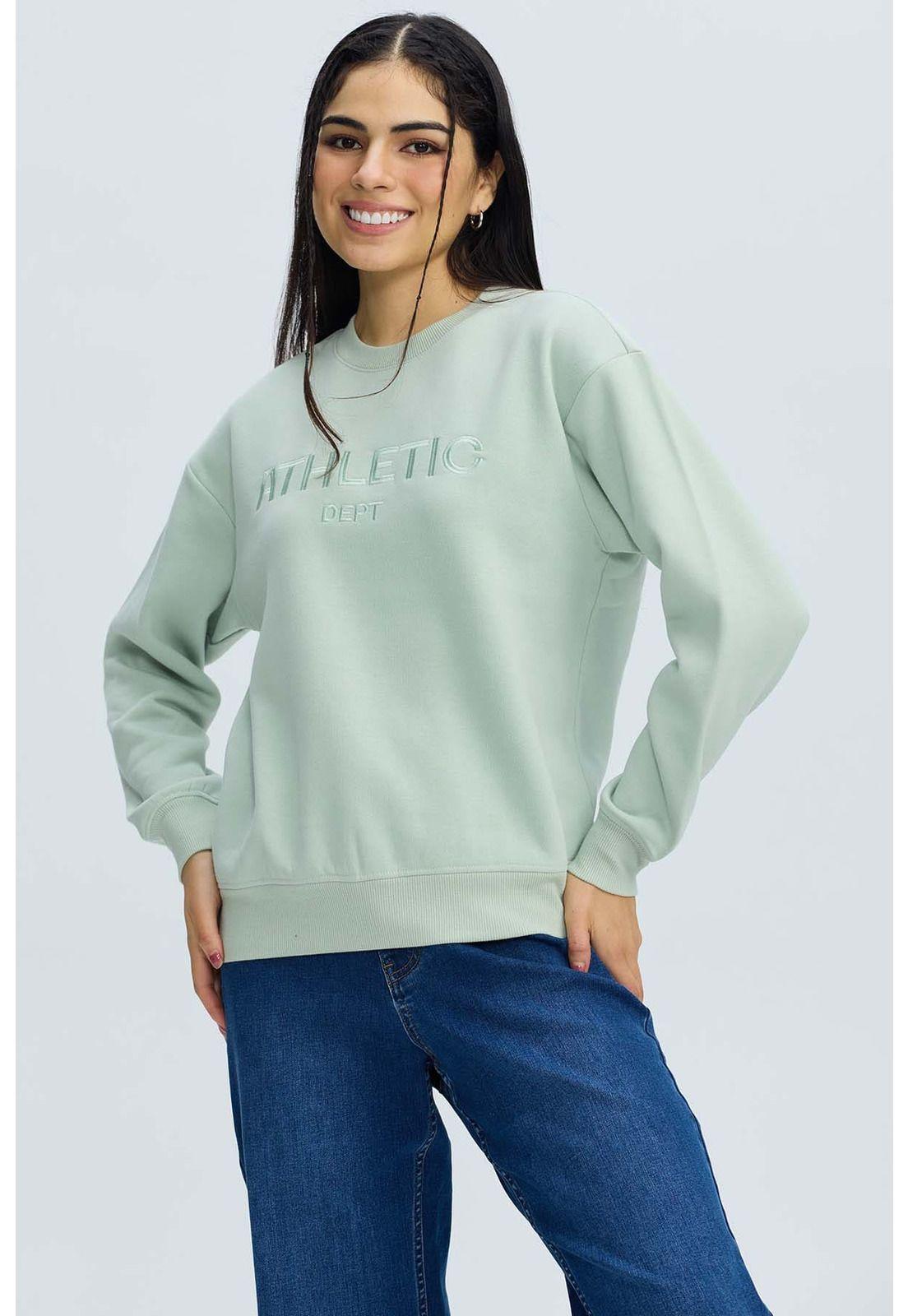 Polerón Mujer Oversize Bordado Verde Agua-0