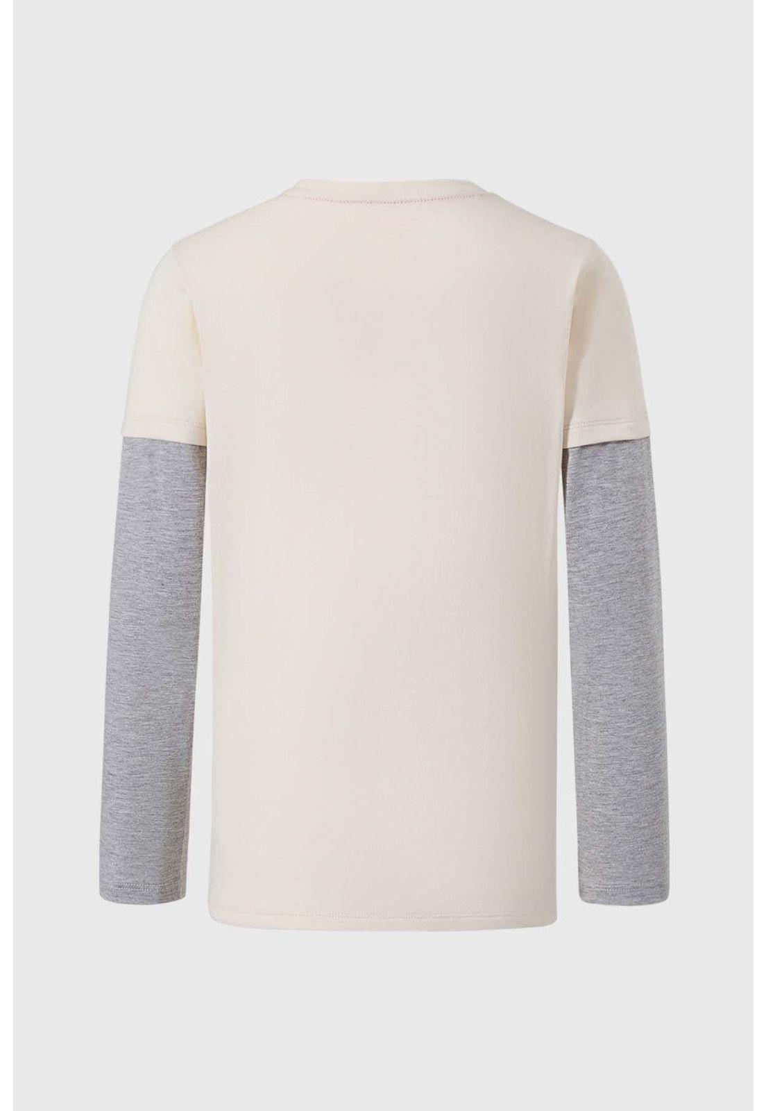 Polera Niño Doble Manga Básica Crudo - ll-1