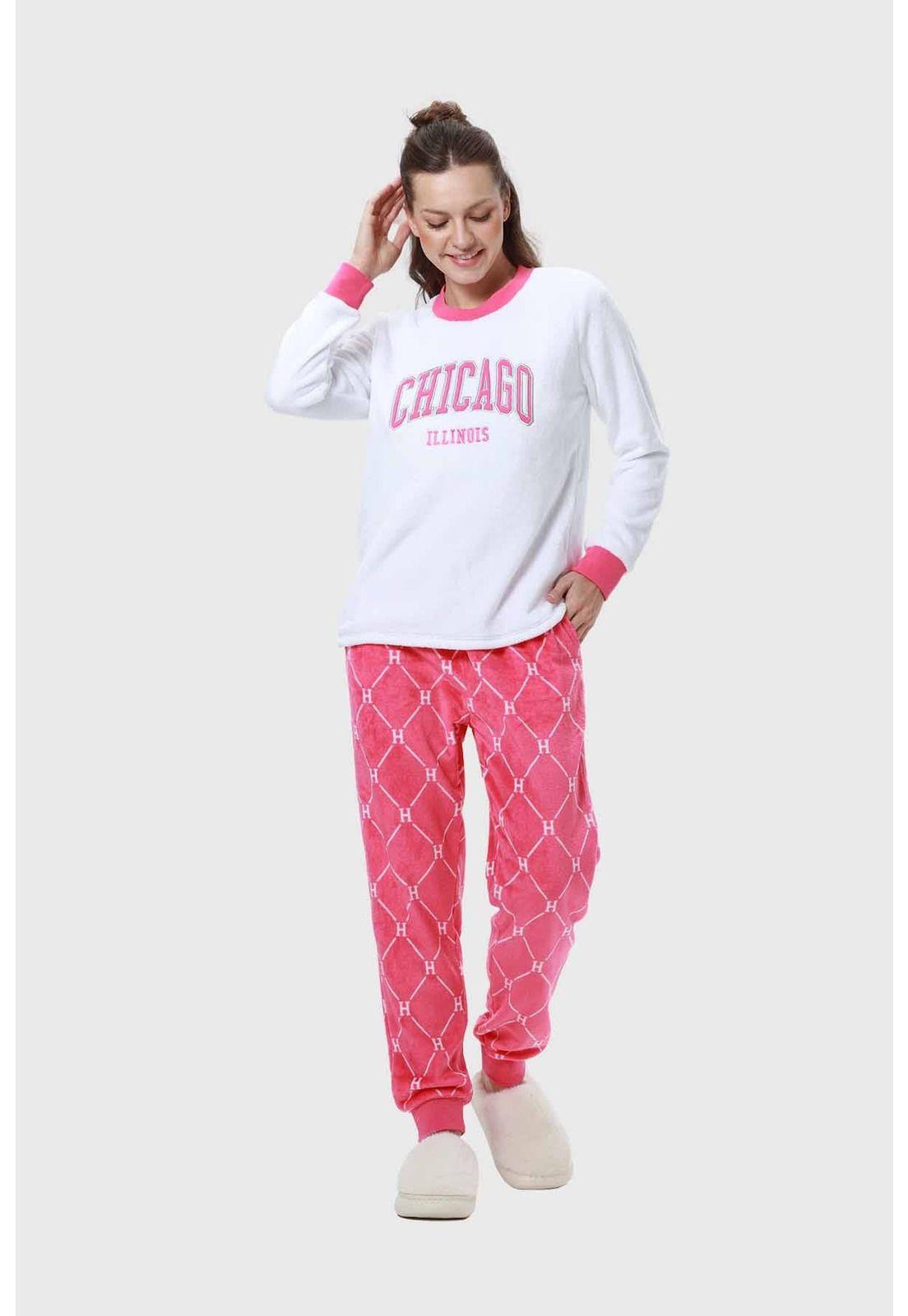 Pijama Mujer Polar Fucsia-3