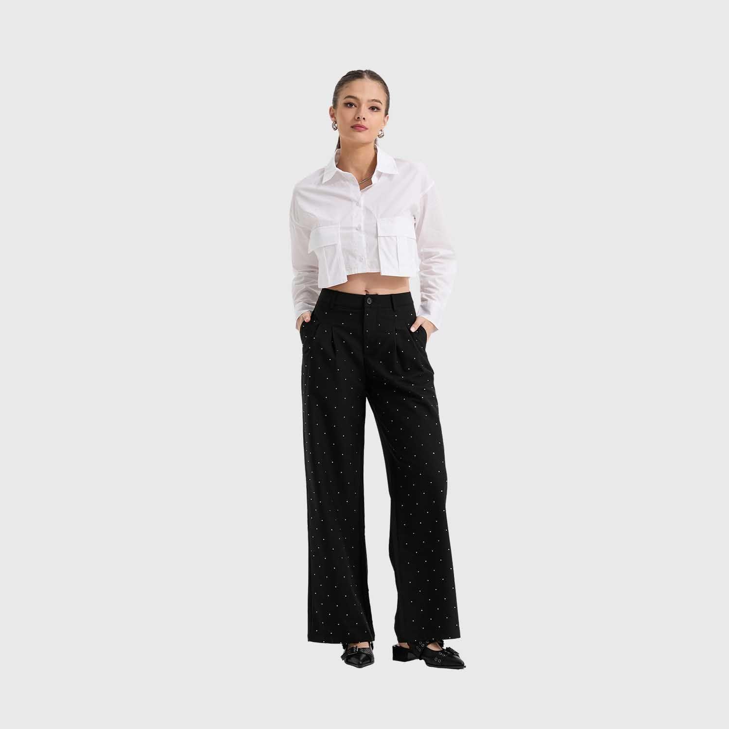 Pantalón Mujer Con Bolsillos Negro I Fashion's Park-3