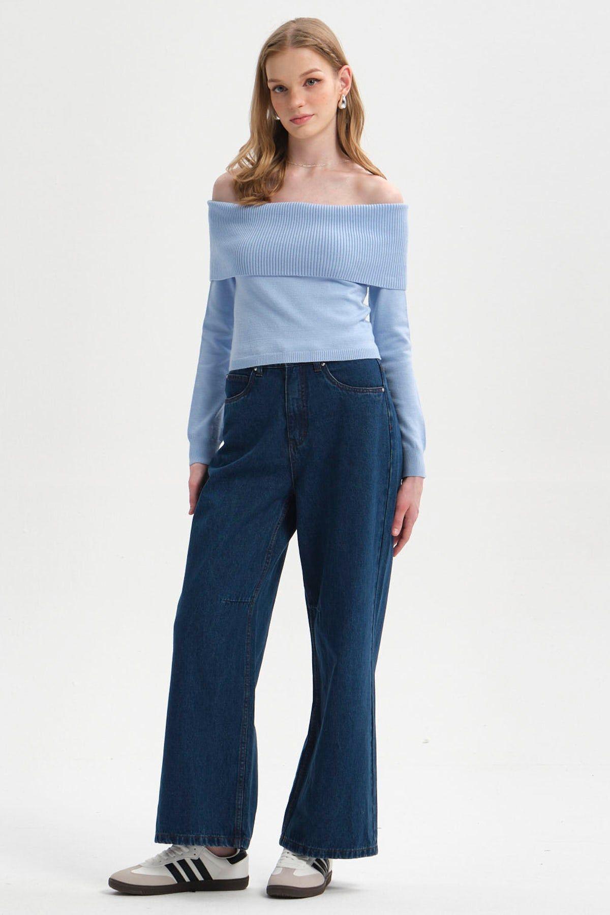 Sweater Mujer Bardot Celeste-3
