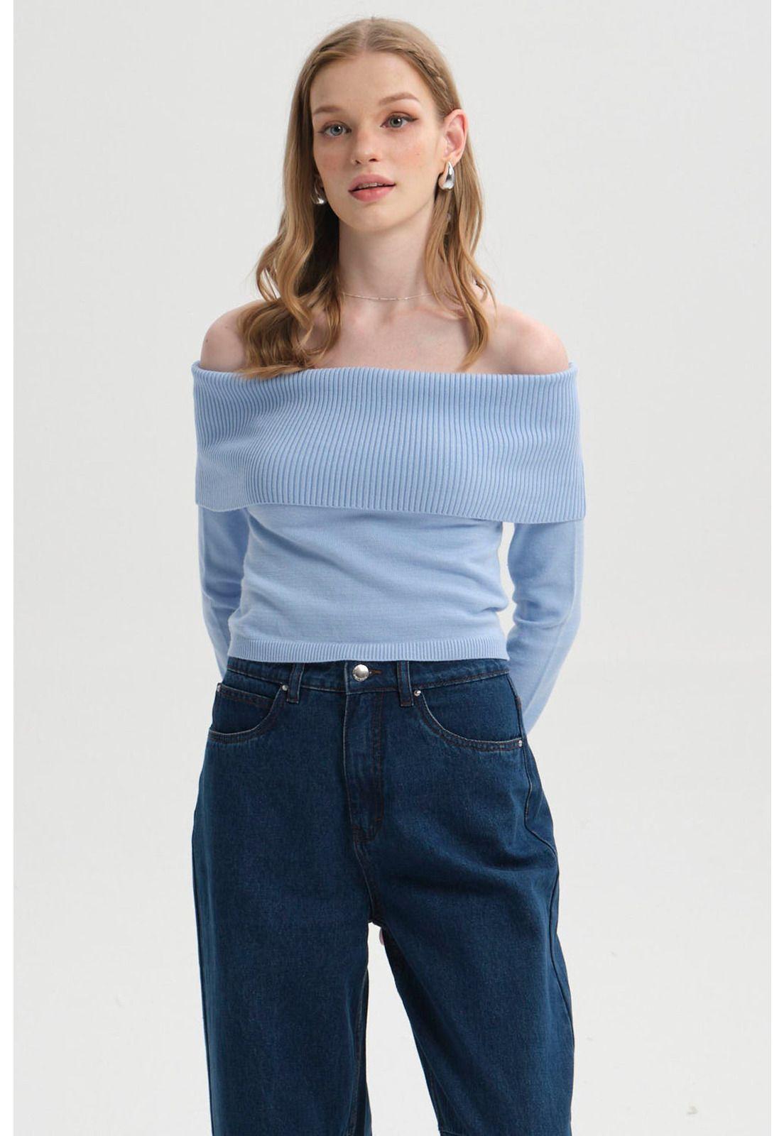 Sweater Mujer Bardot Celeste-0