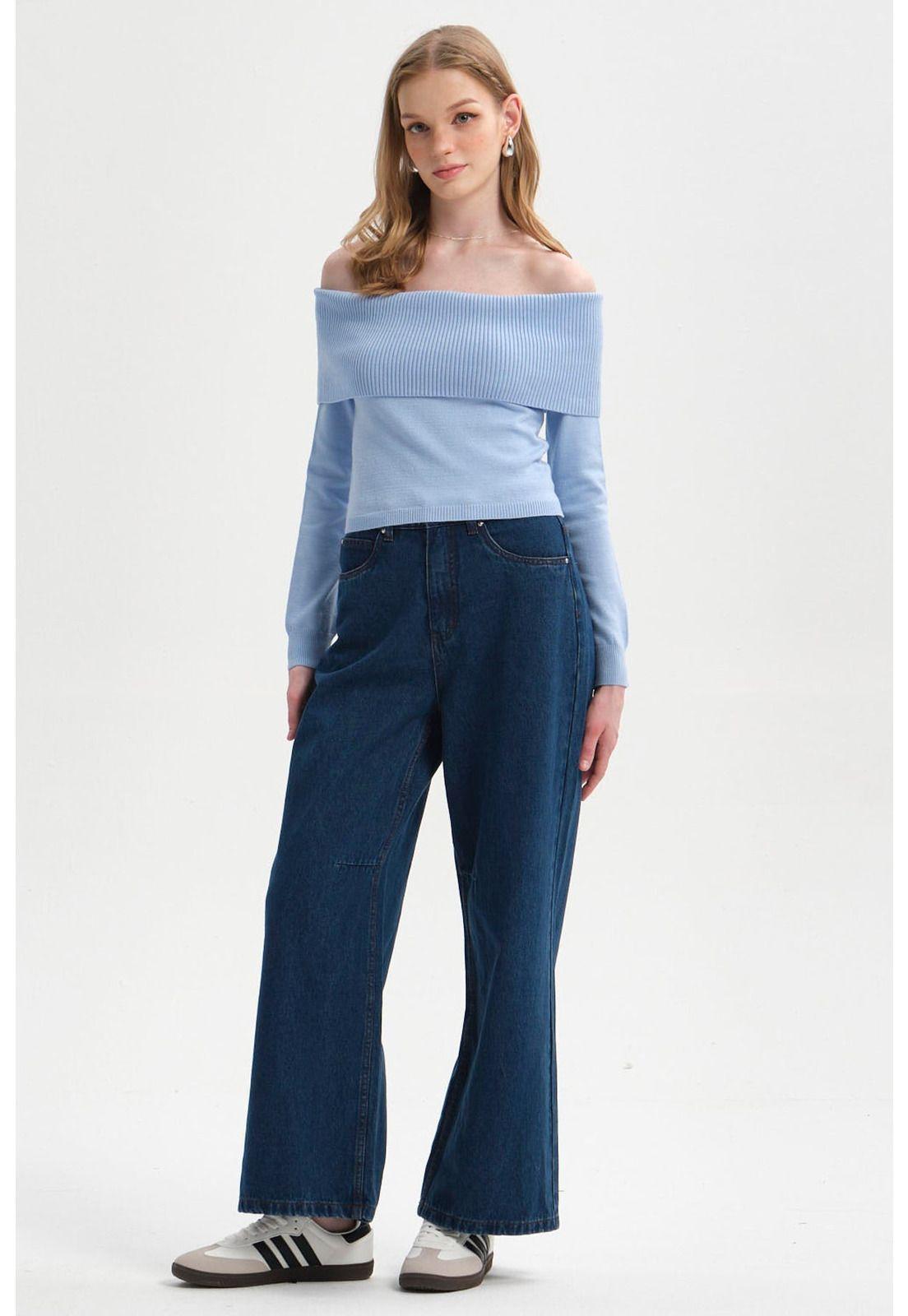 Sweater Mujer Bardot Celeste-3
