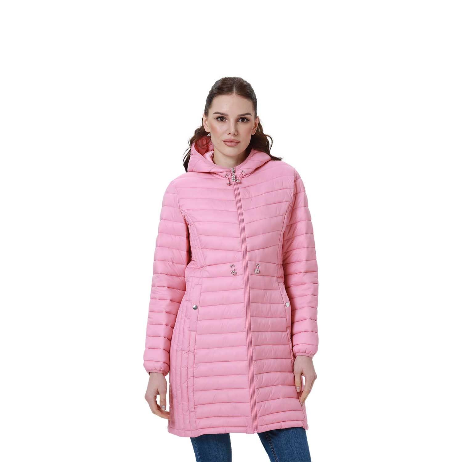 Parka Mujer Modelo Largo Rosado Oscuro-1