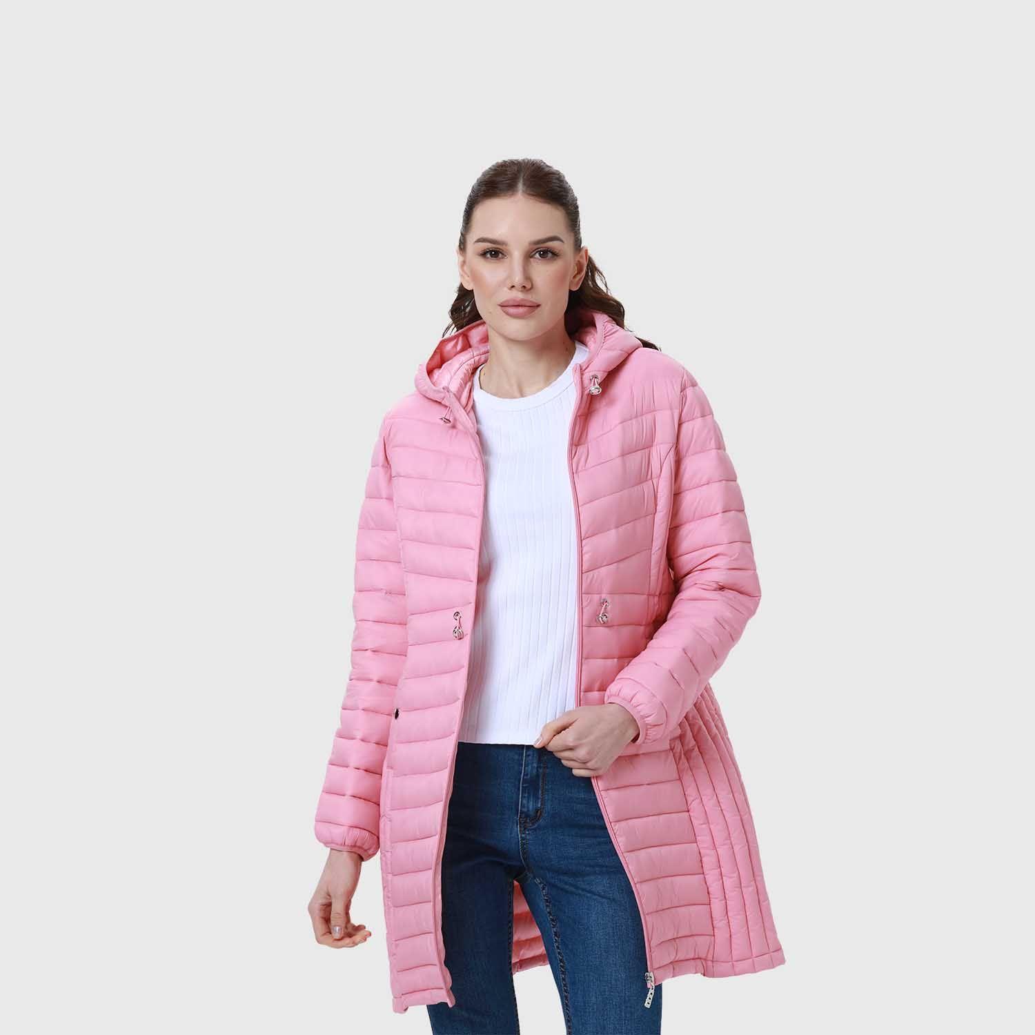 Parka Mujer Modelo Largo Rosado Oscuro-3