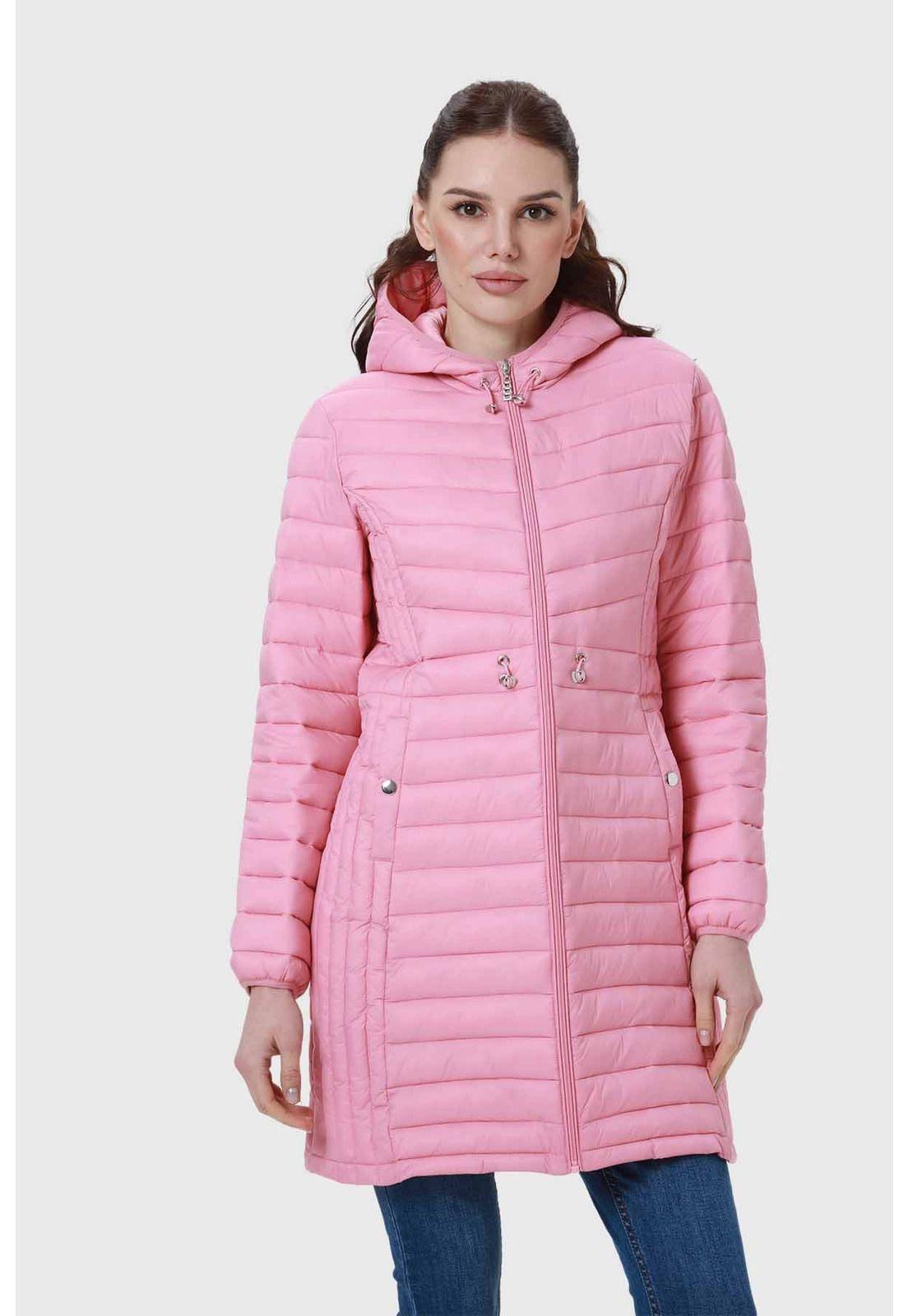Parka Mujer Modelo Largo Rosado-0