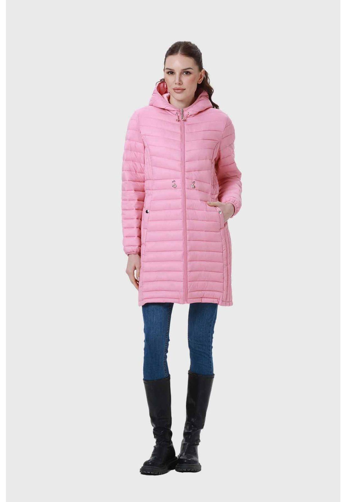 Parka Mujer Modelo Largo Rosado-3