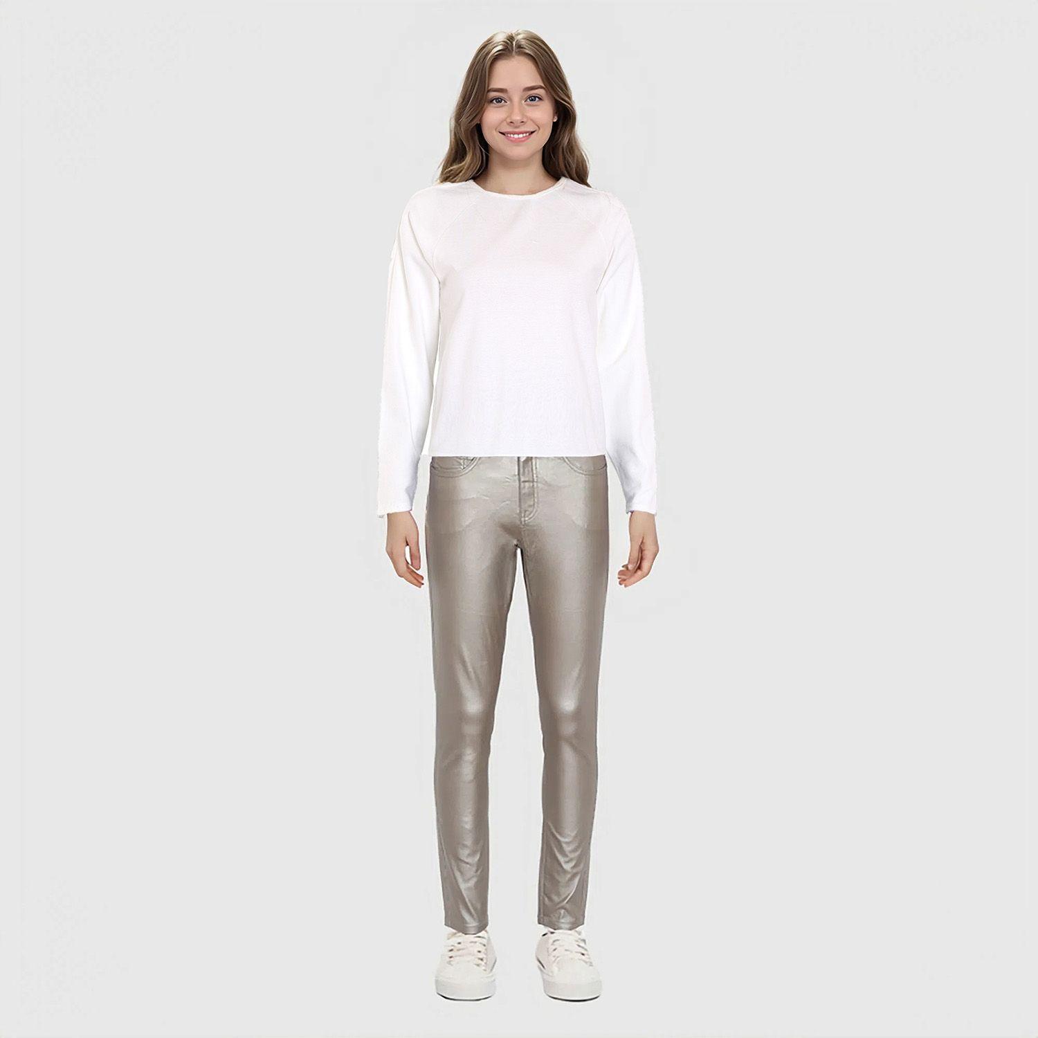Jeans Mujer Skinny Brillante Champagne-2