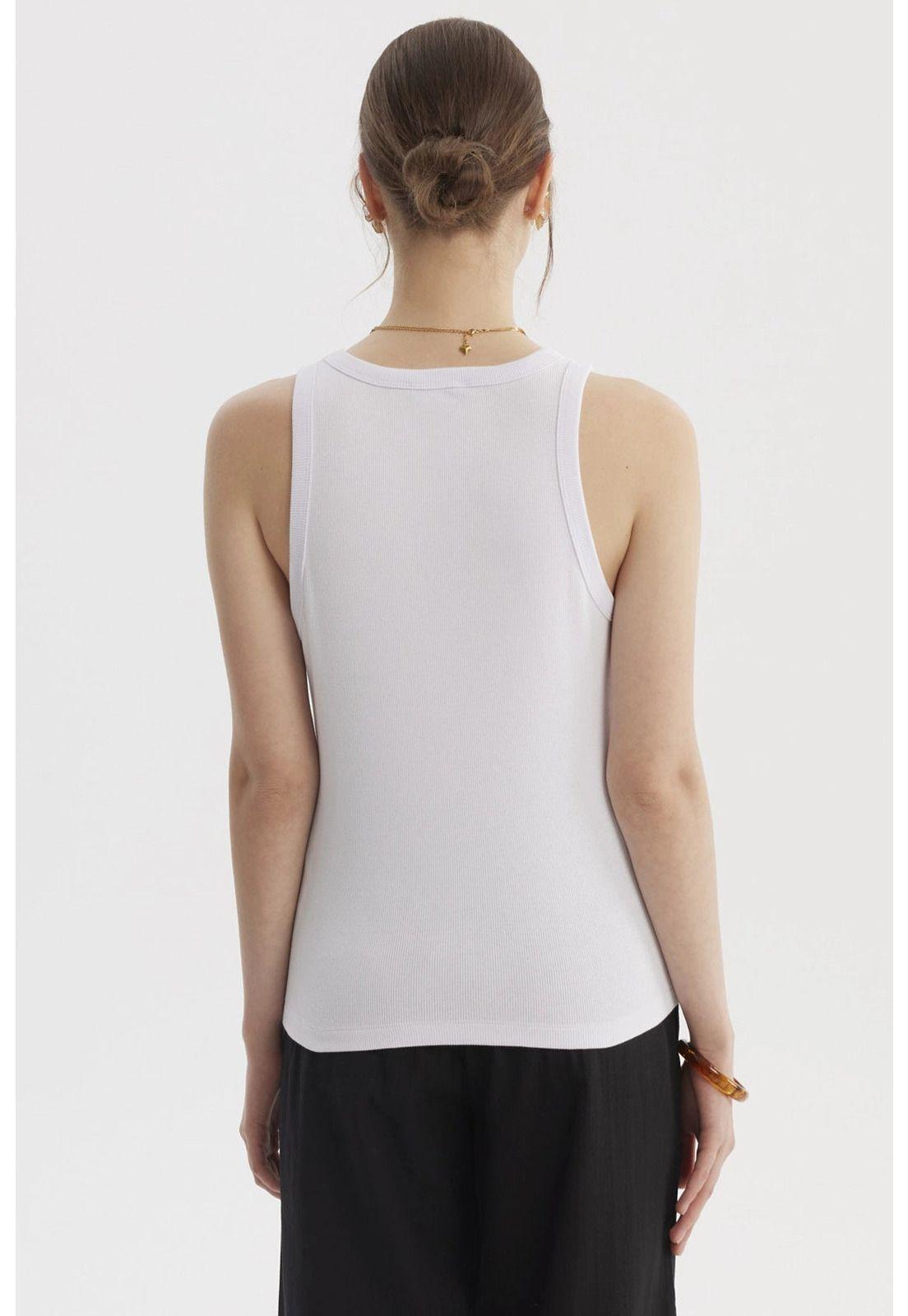 Polera Peto Mujer Básico Liso Rib Blanco-2