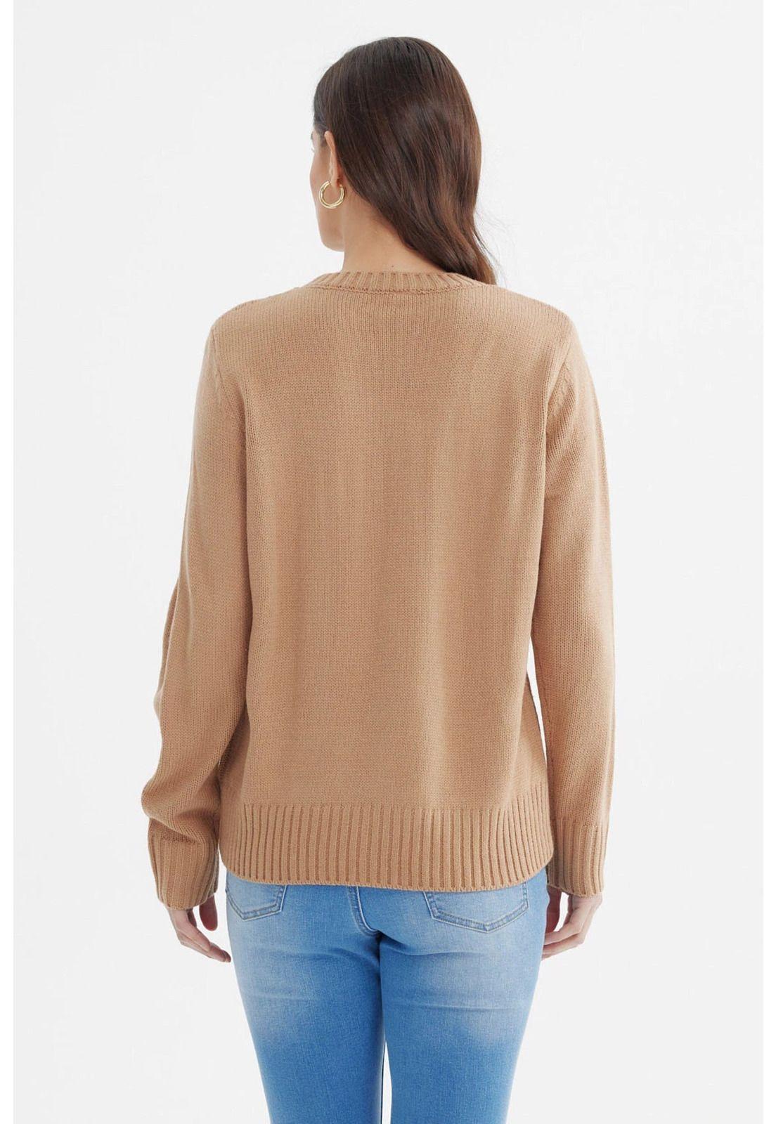 Sweater Mujer Tranzado Beige Oscuro-2