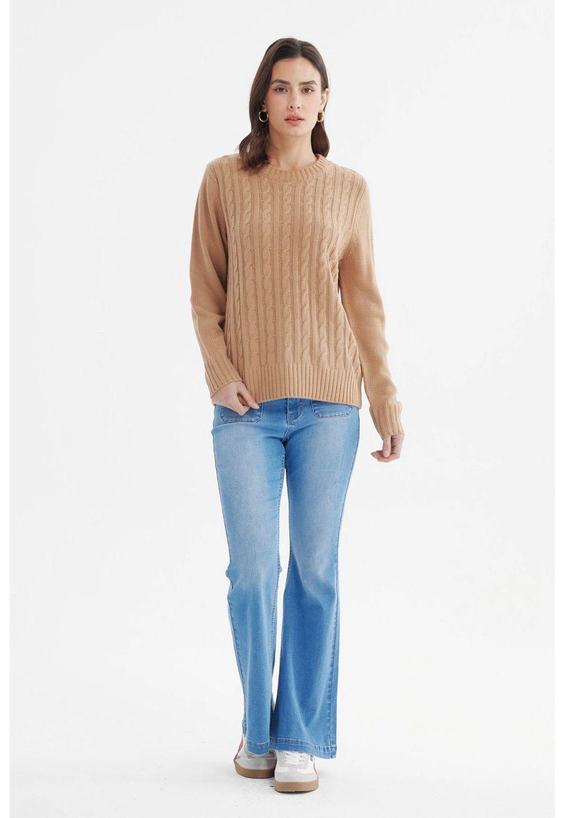Sweater Mujer Tranzado Beige Oscuro-3