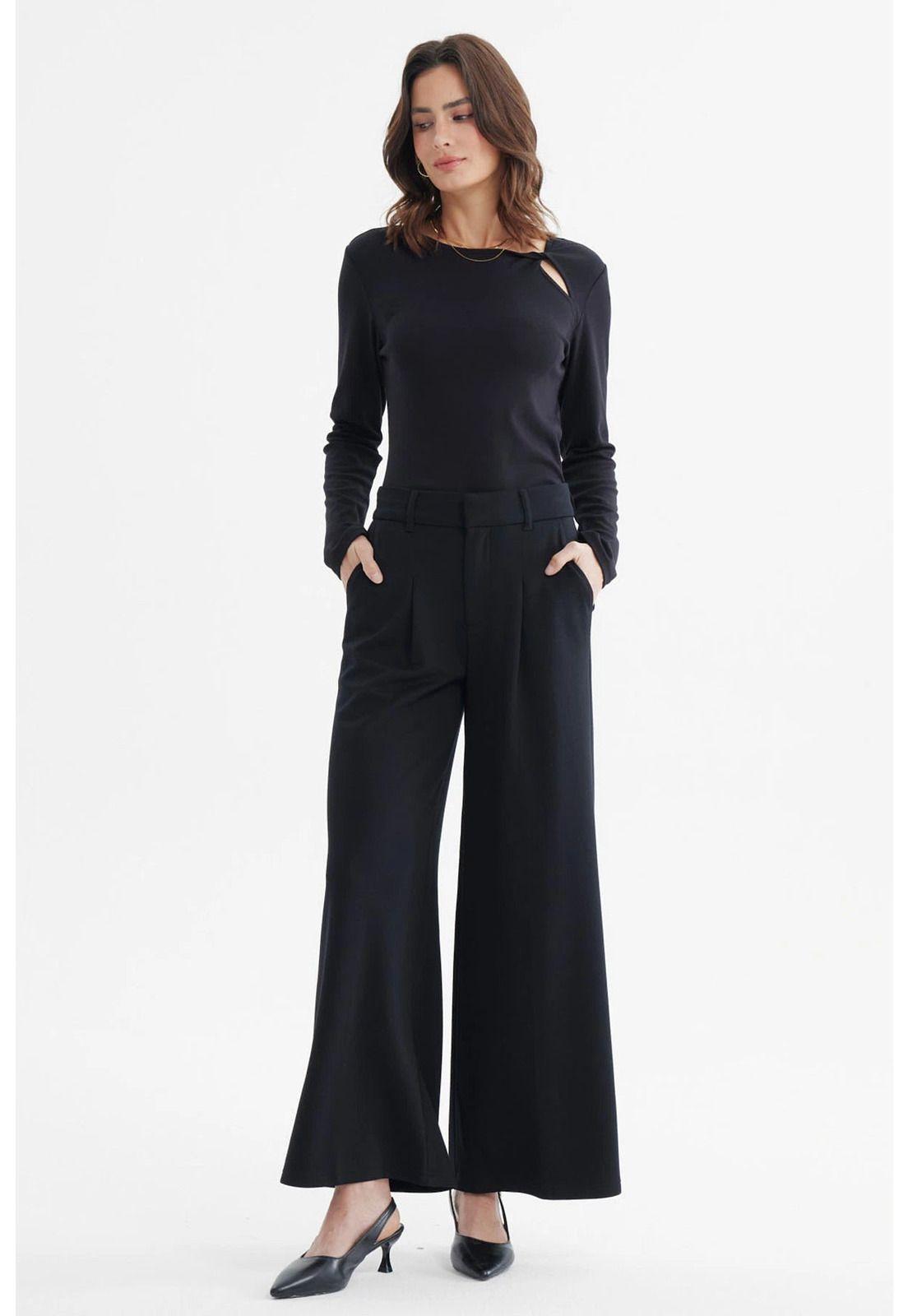 Pantalón Mujer Sastrero Pinza Delantero Negro-3