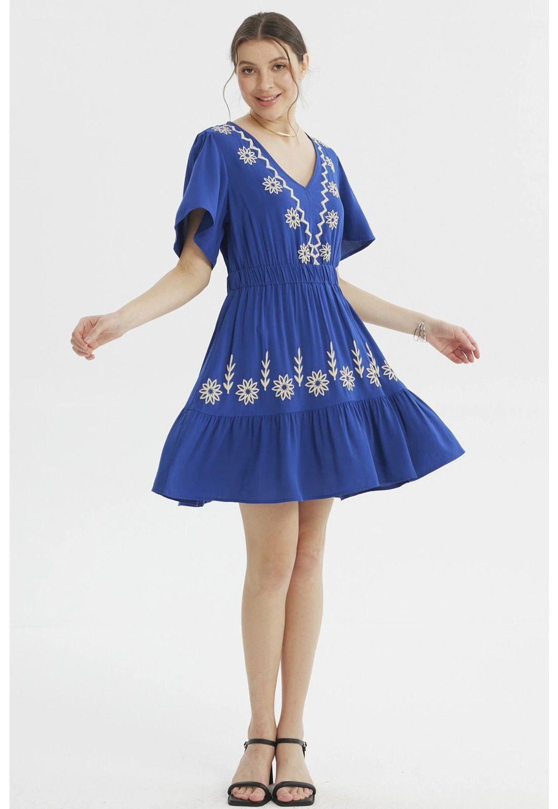 Vestido Mujer Estilo Falda Azul Claro-1