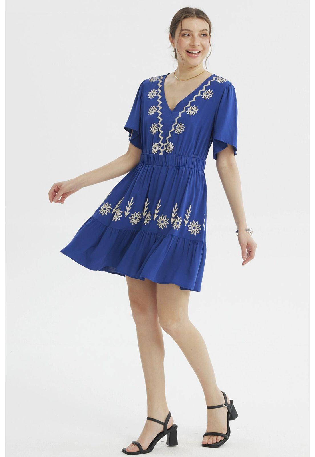 Vestido Mujer Estilo Falda Azul Claro-3