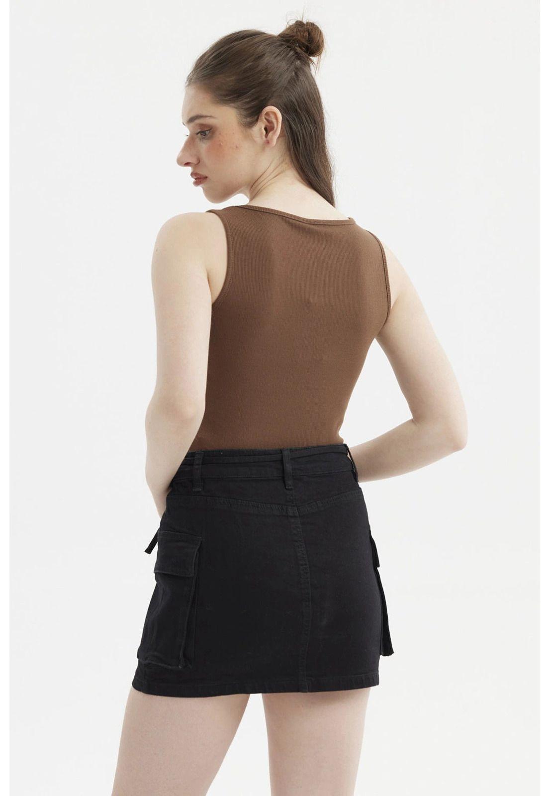 Polera Mujer Rib Aplicación Rivets Y Print Café Oscuro-2