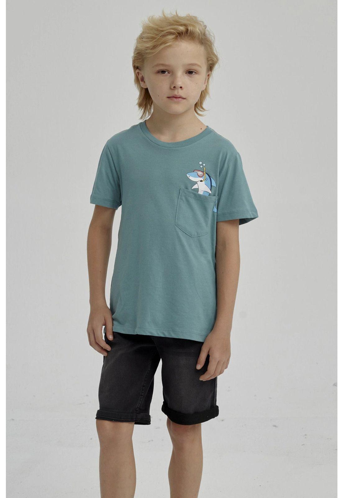 Polera Niño Bolsillo Print Verde-0