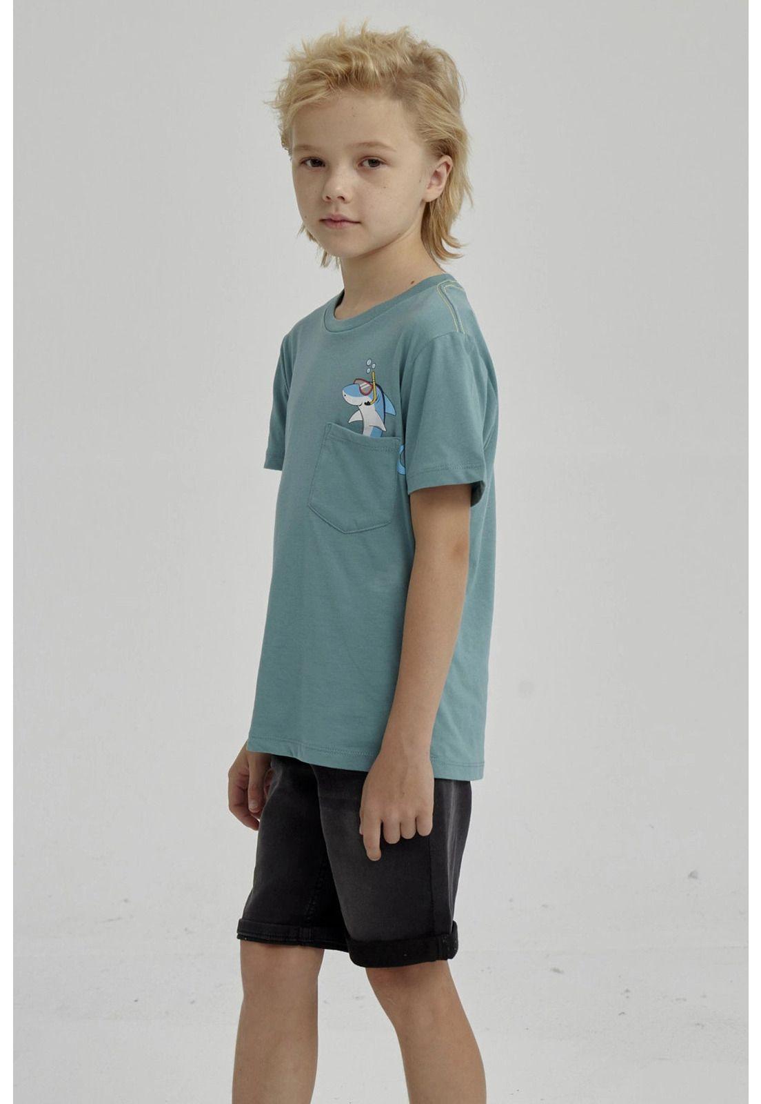 Polera Niño Bolsillo Print Verde-1