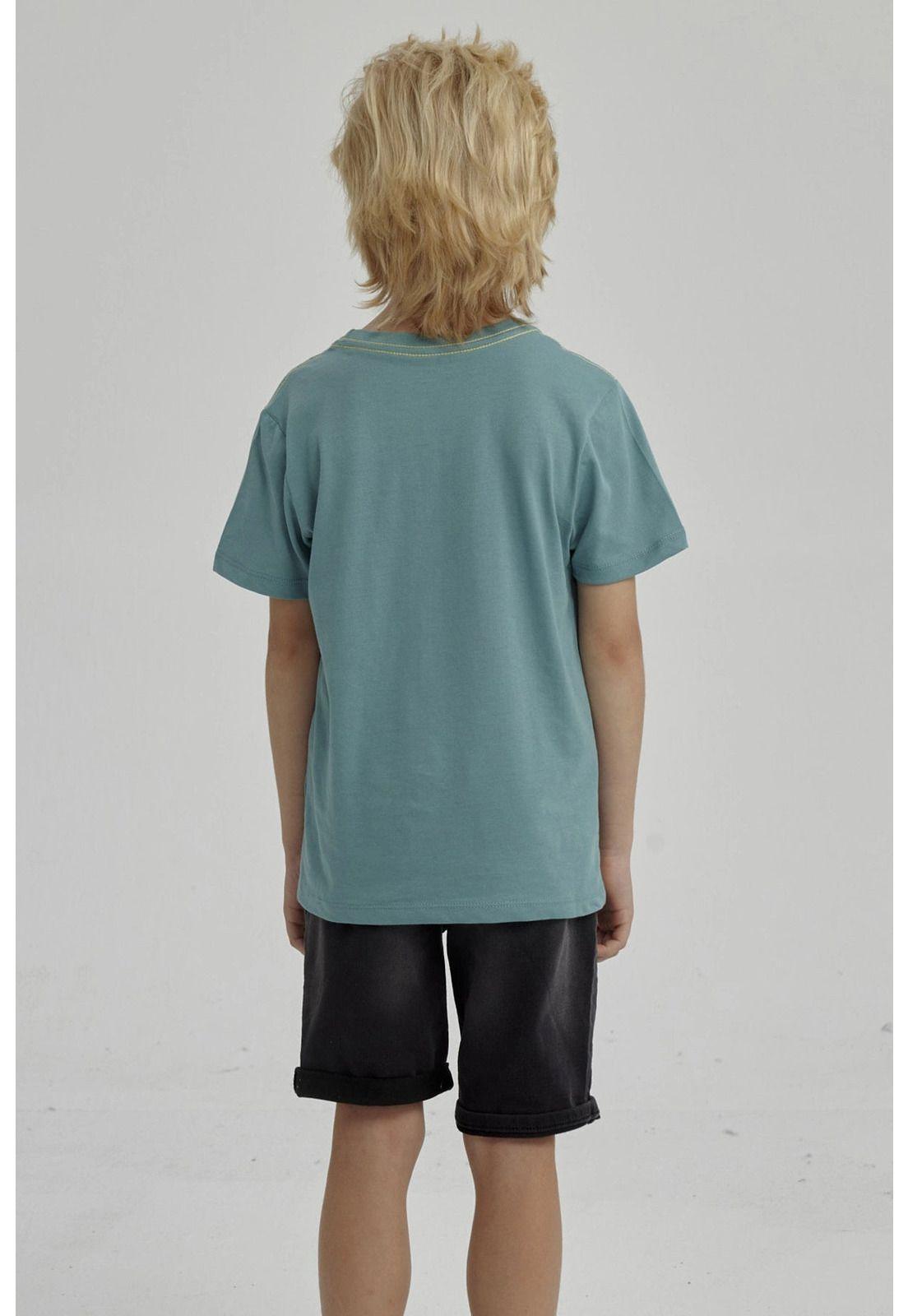 Polera Niño Bolsillo Print Verde-2