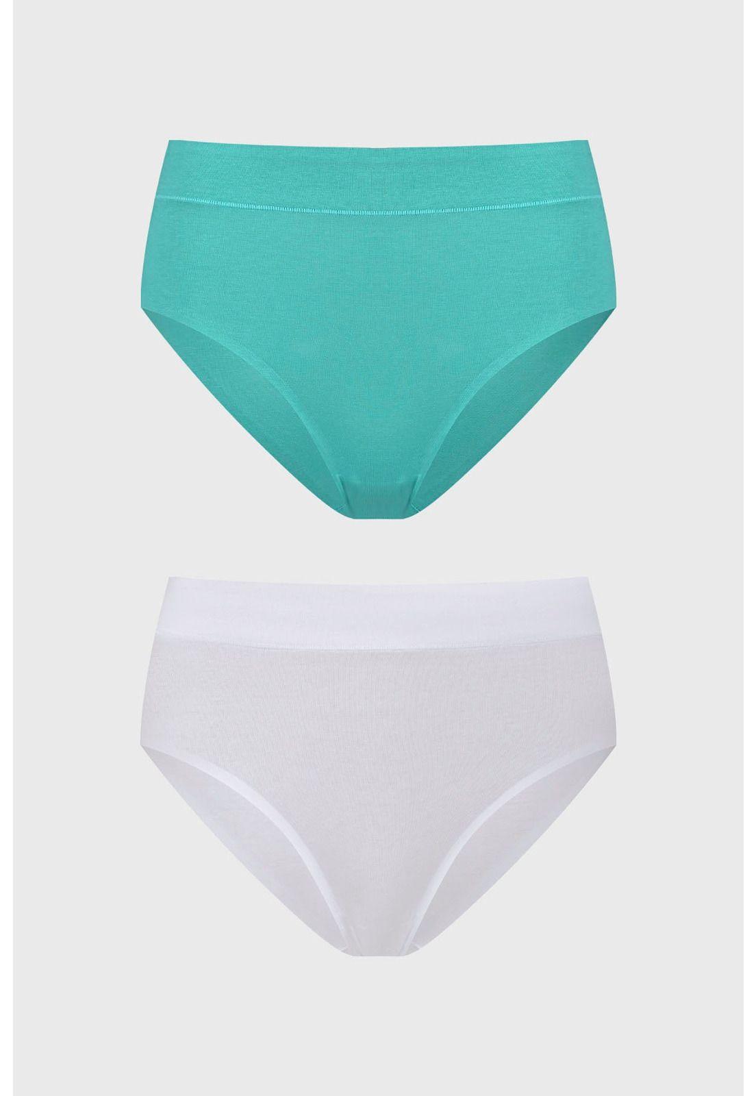 Calzón Mujer Bipack Tiro Alto Algodón Aqua-0