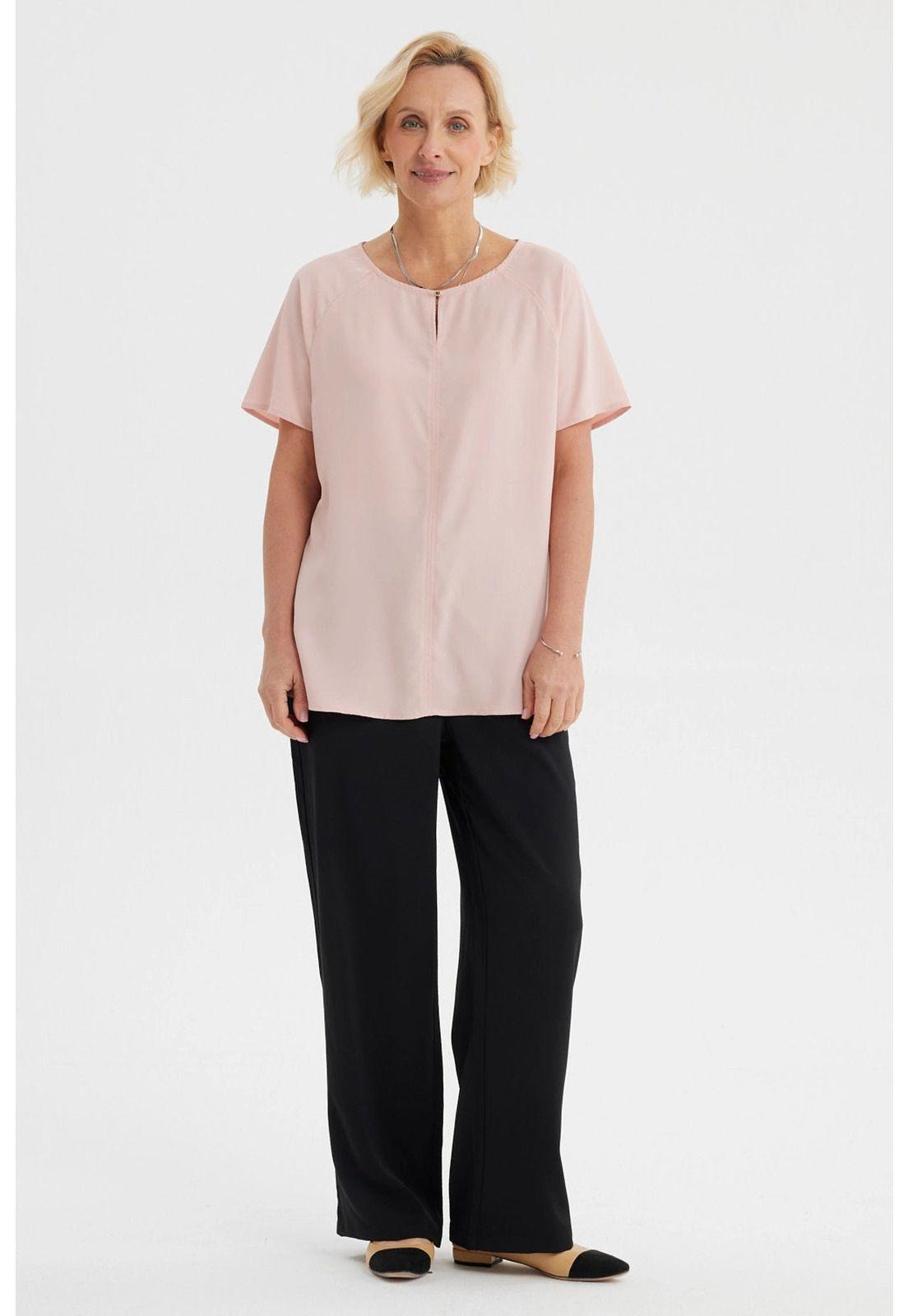 Blusa Mujer Escote Con Botón Rosado-3