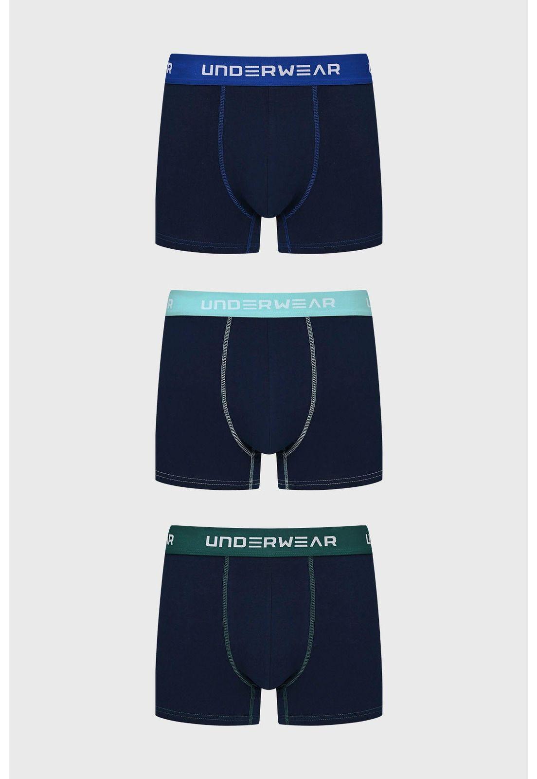 Boxer Hombre Triapack Corto Azul Marino-0