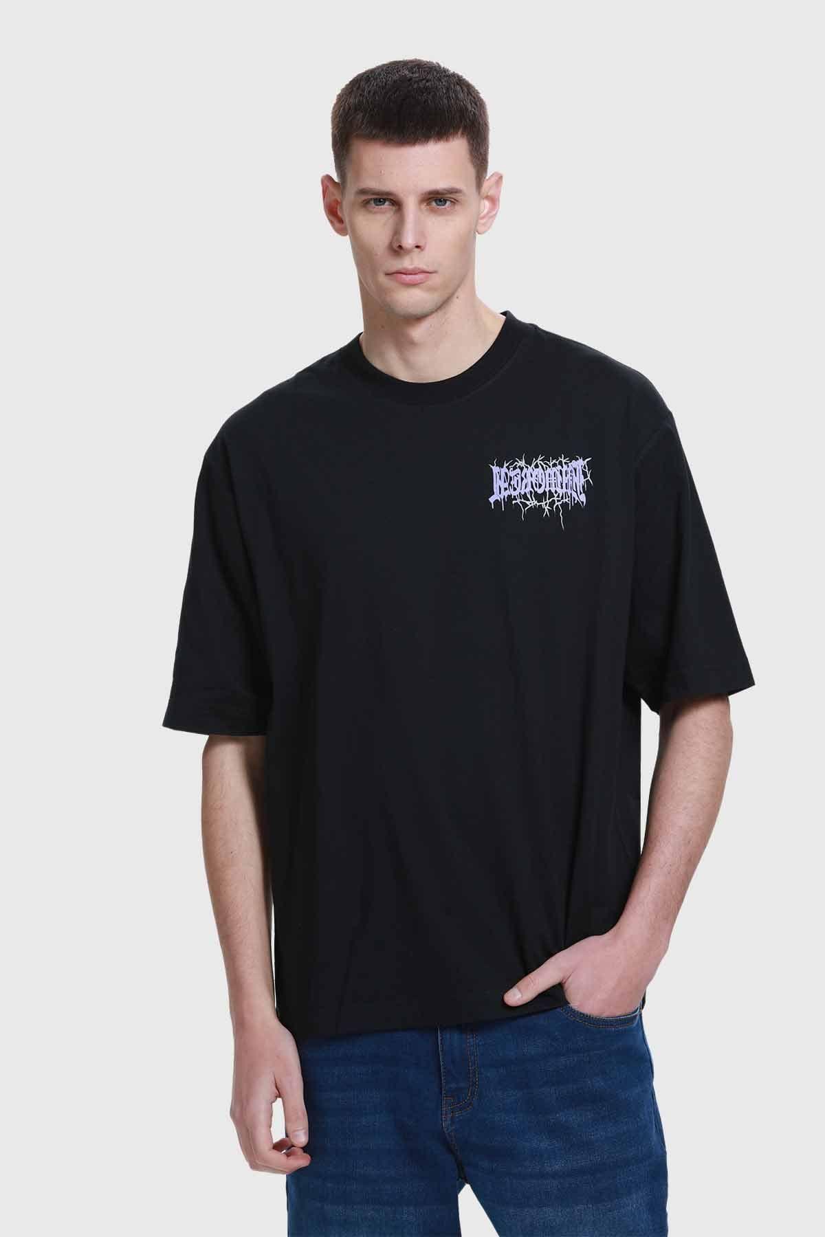 Polera Hombre Doble Print Texto Negro-0