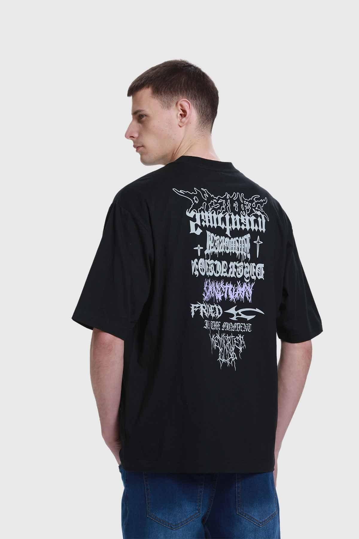 Polera Hombre Doble Print Texto Negro-2