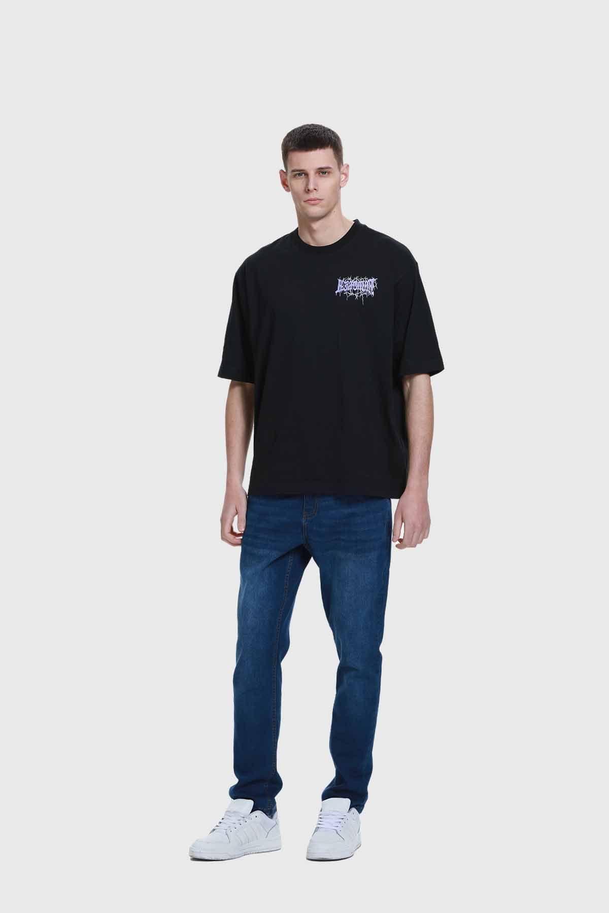 Polera Hombre Doble Print Texto Negro-3