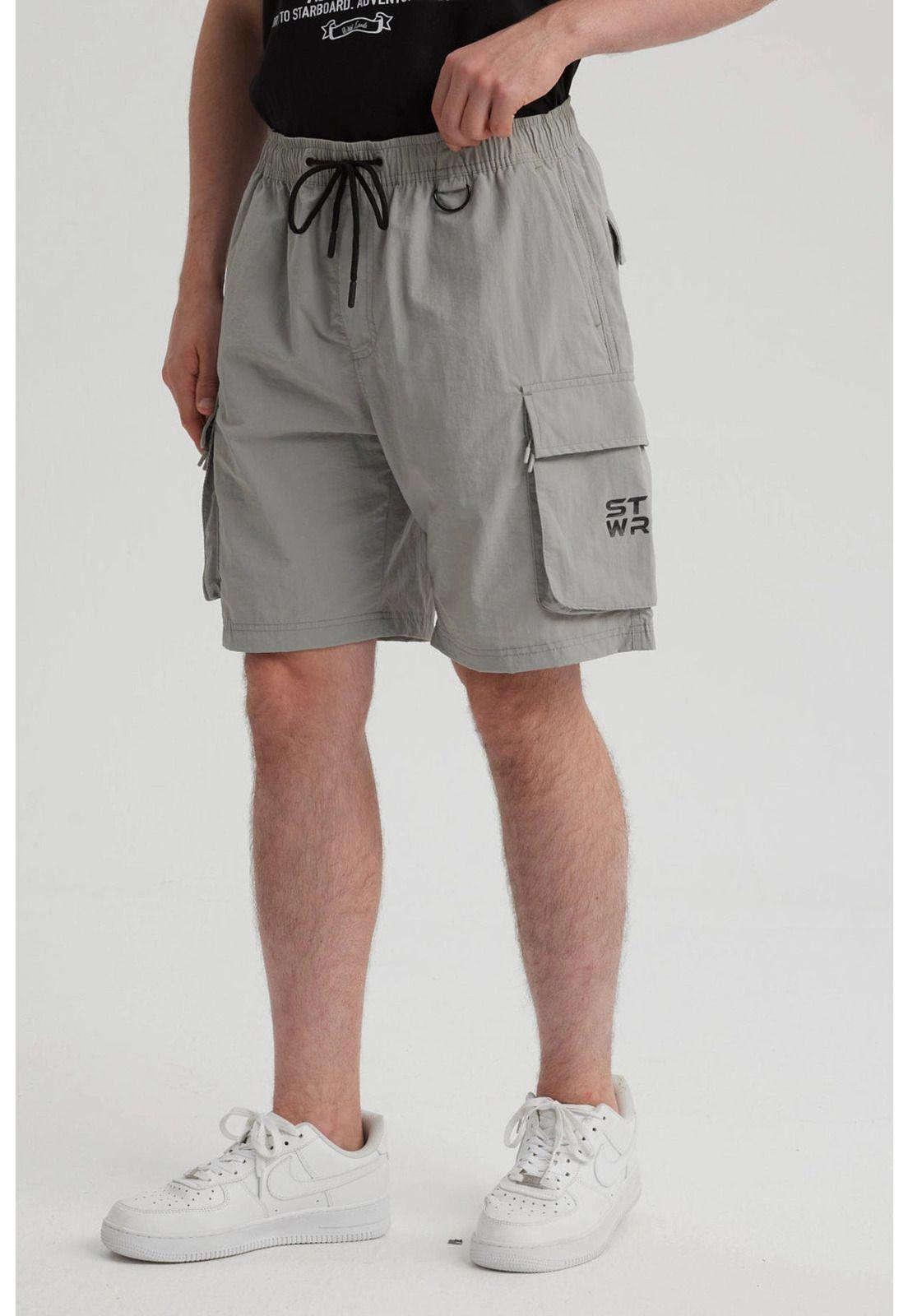 Bermuda Hombre Cargo Nylon Gris-5