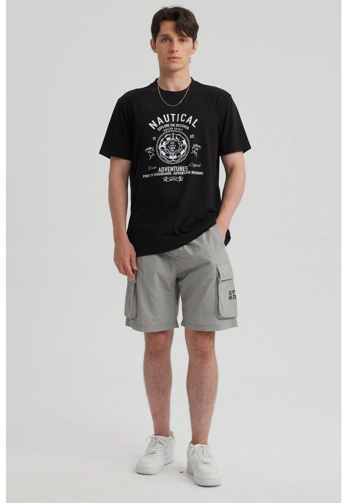 Bermuda Hombre Cargo Nylon Gris-7