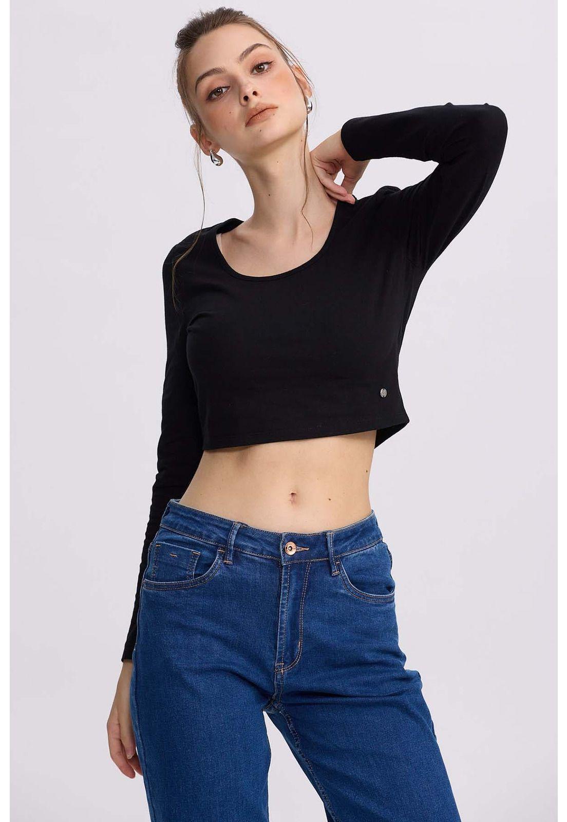 Polera Mujer Lisa Negro-0