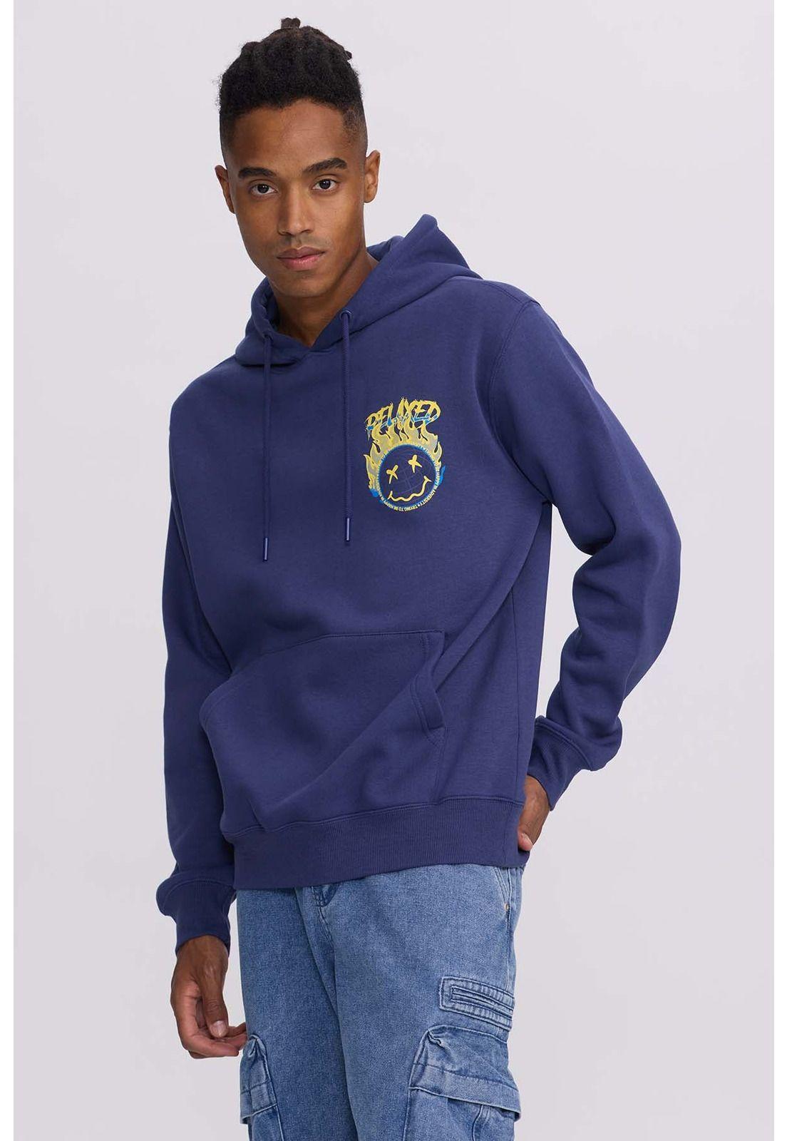 Polerón Hombre Print Smile Night Azul Oscuro-2