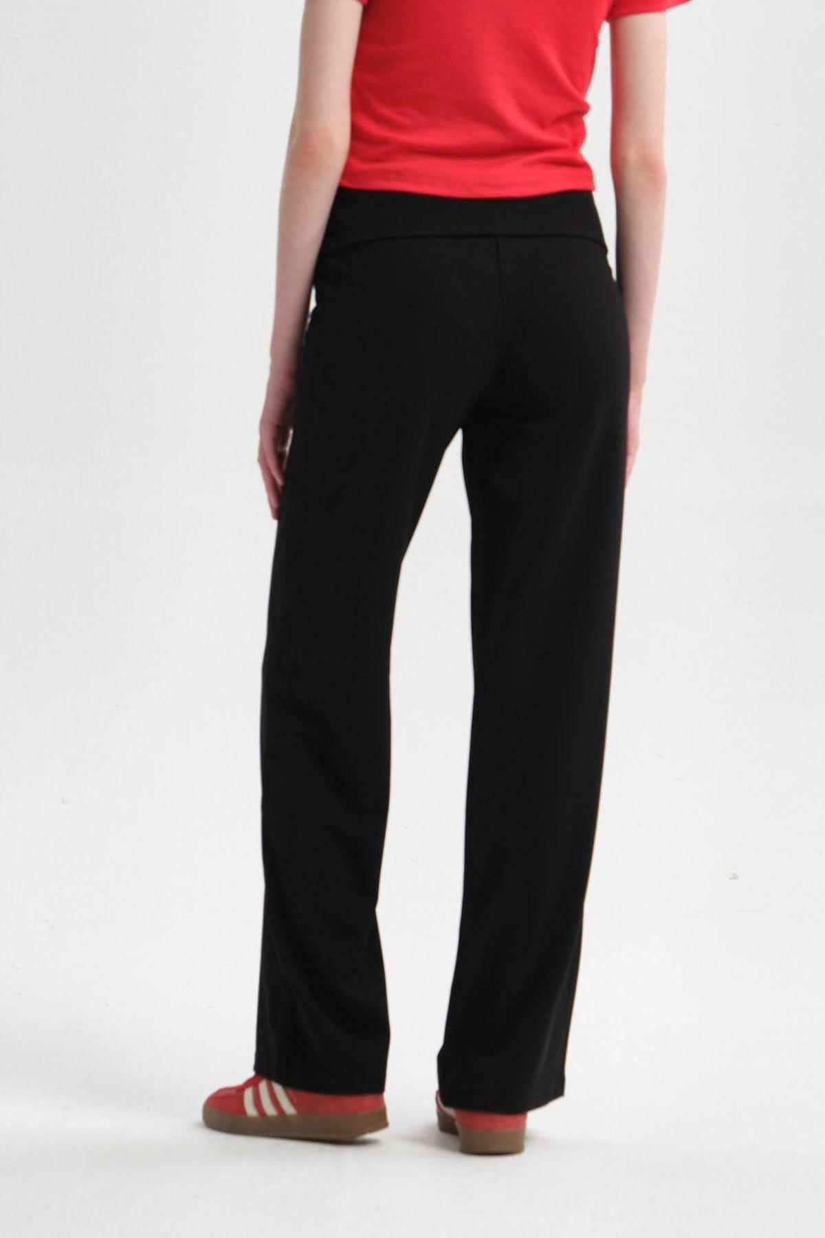 Pantalón Mujer Flare Pretina Negro-2