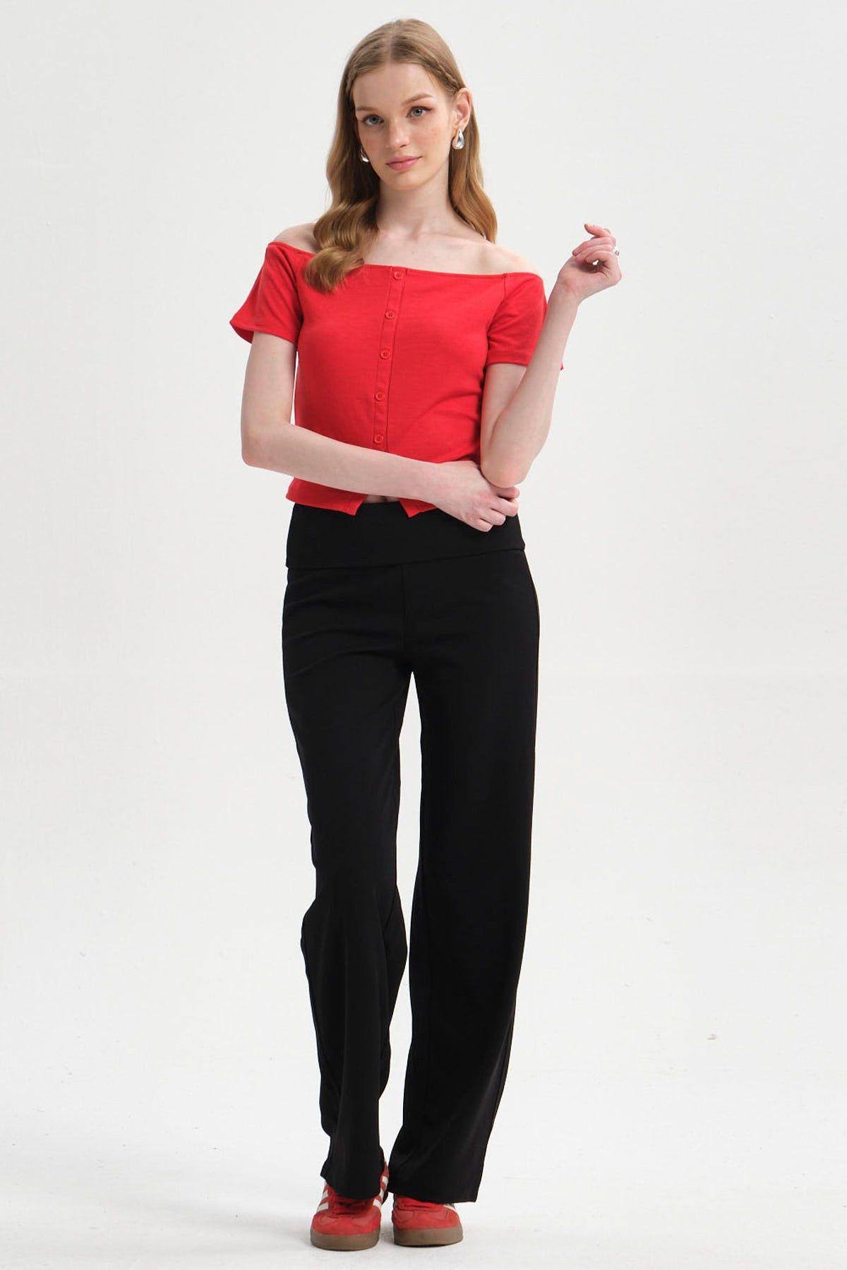 Pantalón Mujer Flare Pretina Negro-3