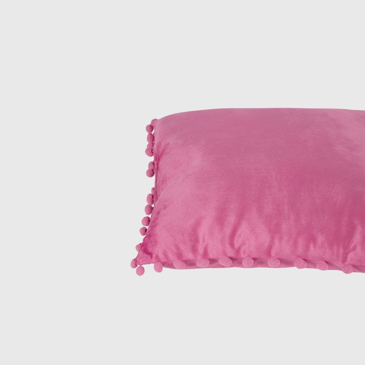 Cojín Home Pom Pom Cuadrado Rosa Oscuro Fashion's Park-2