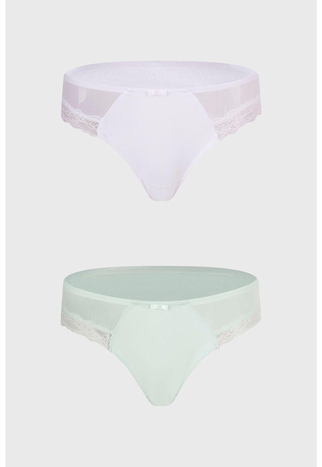 Calzón Mujer Bipack Bikini Detalle Mesh Menta-0