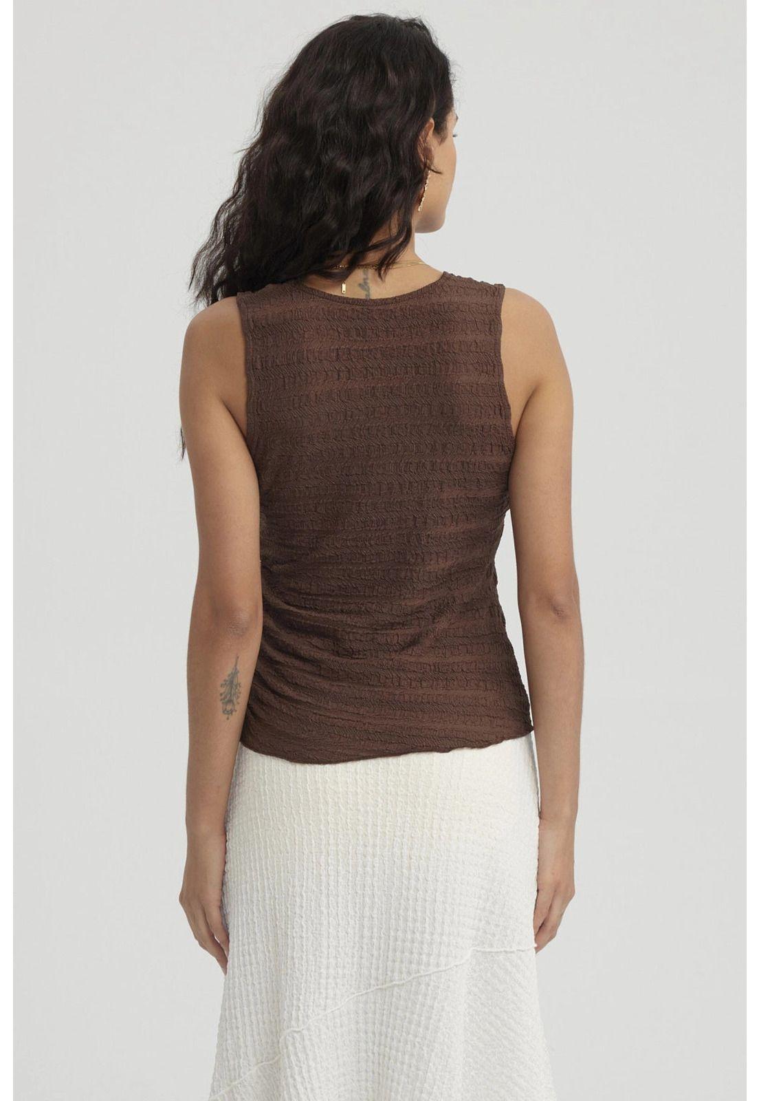 Polera Mujer Recogido Café Oscuro-6