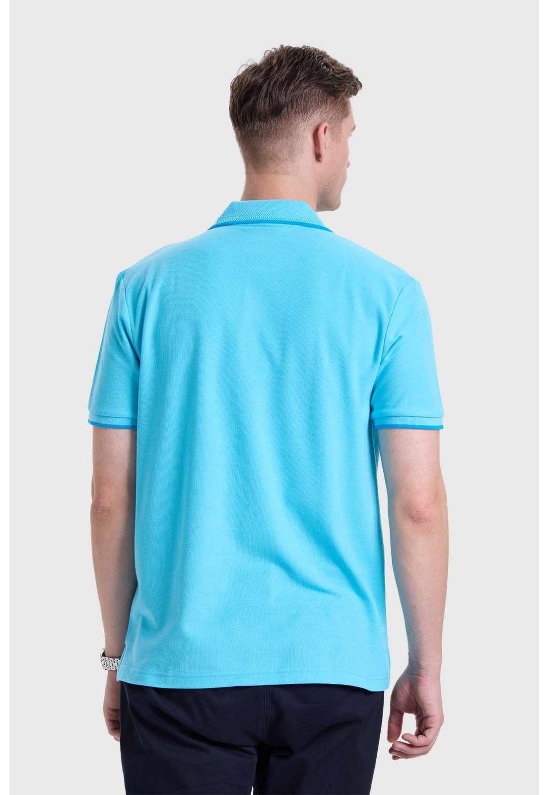 Polera Hombre Piqué Básica Azul-2