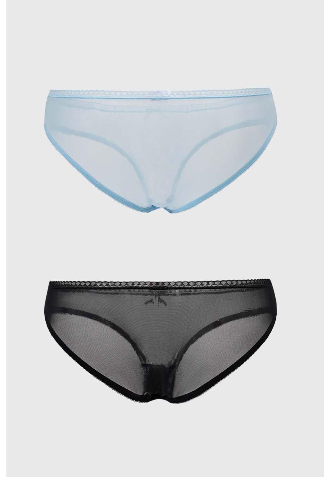 Calzón Mujer Bipack Bikini Detalle Mesh Celeste-1