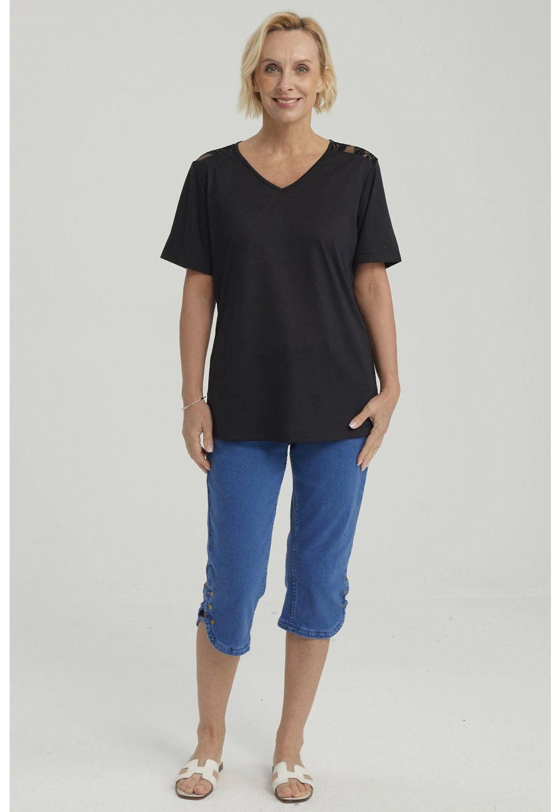 Polera Mujer Detalle Encaje Negro-7